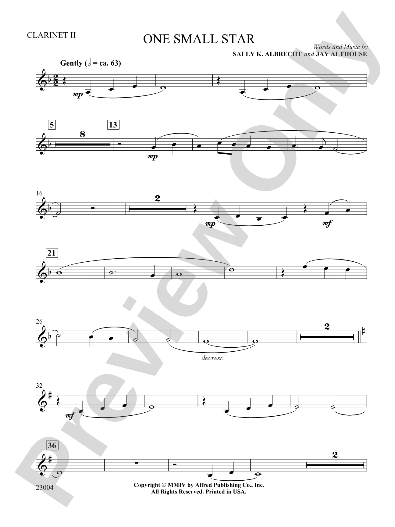 One Small Star: 2nd B-flat Clarinet