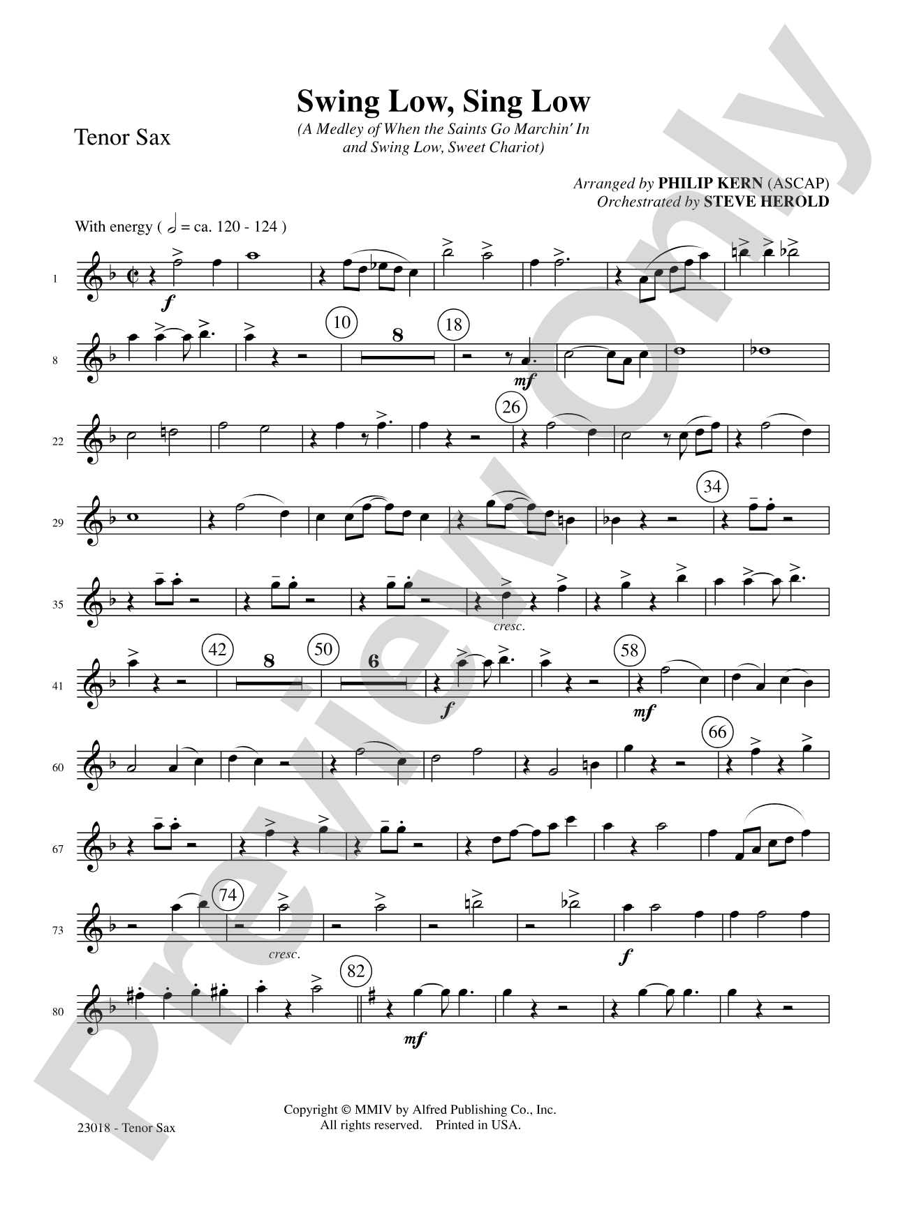 Swing Low, Sing Low: B-flat Tenor Saxophone: Choral SoundPax