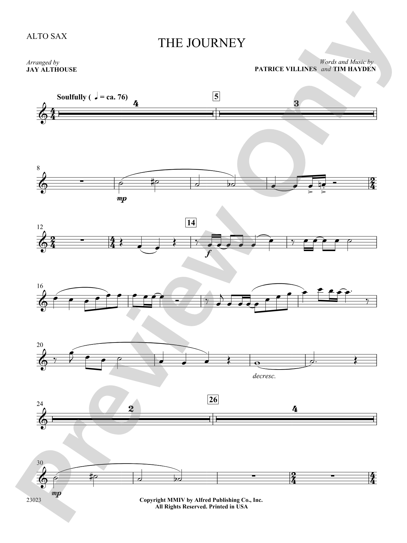 The Journey: E-flat Alto Saxophone: Choral SoundPax