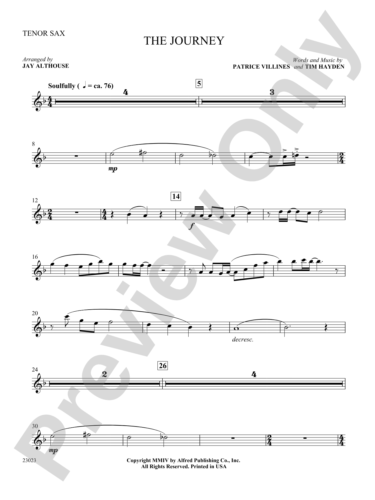 The Journey: B-flat Tenor Saxophone: Choral SoundPax