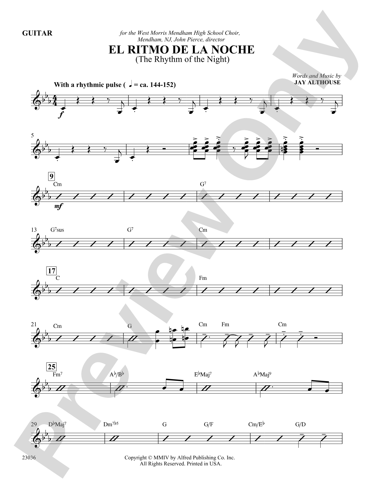 El Ritmo de la Noche (The Rhythm of the Night): Guitar: Choral SoundPax