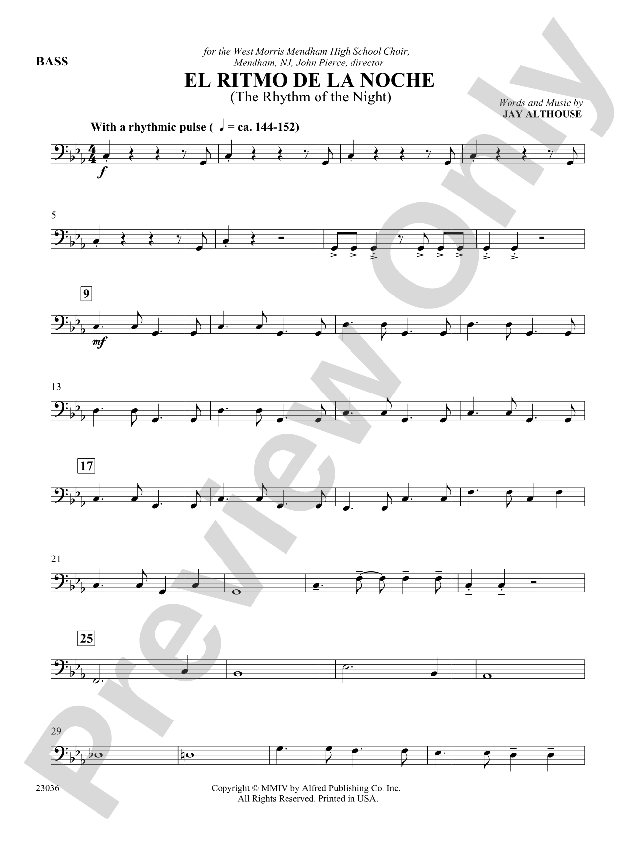 El Ritmo de la Noche (The Rhythm of the Night): String Bass: Choral SoundPax