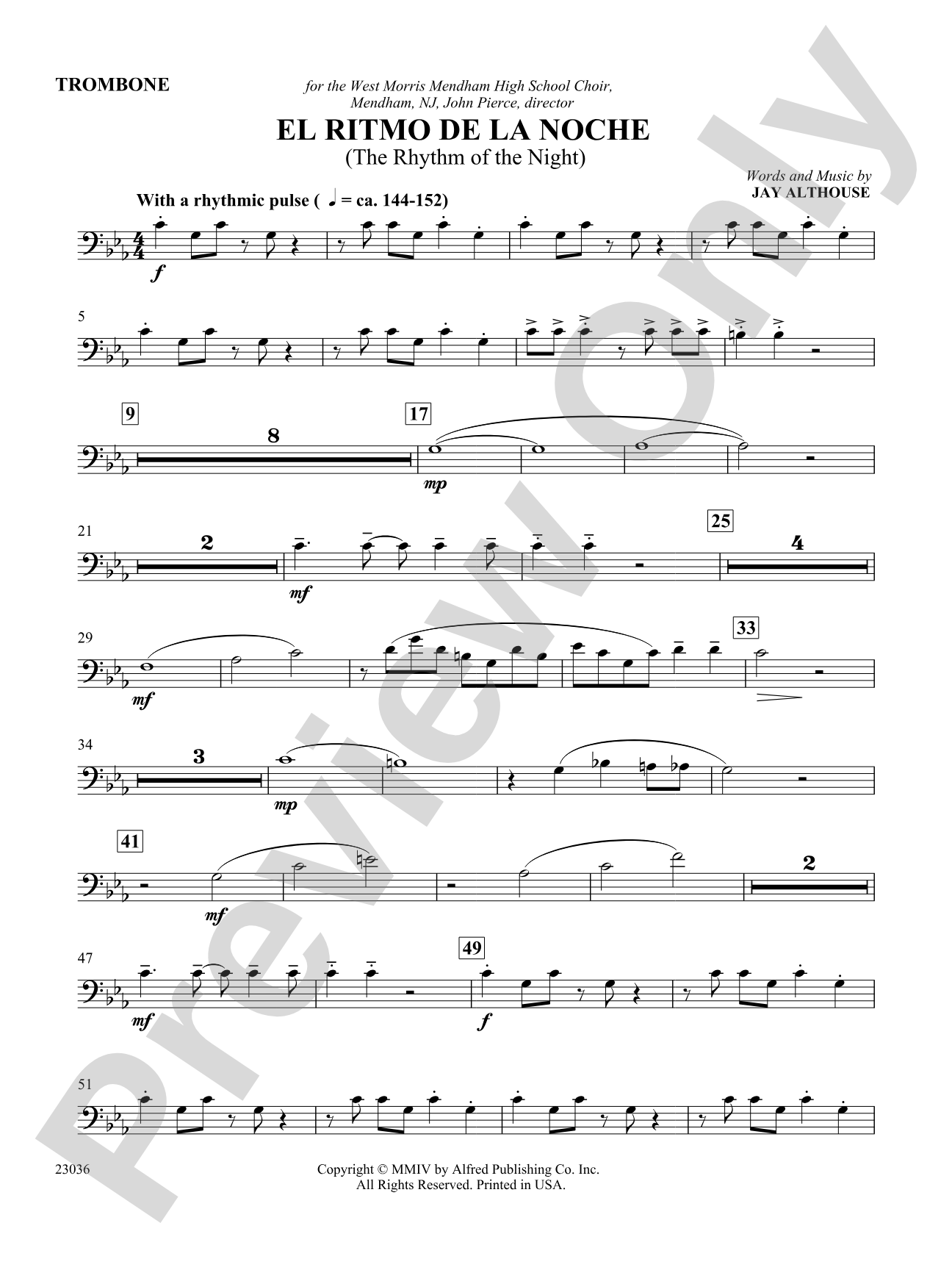 El Ritmo de la Noche (The Rhythm of the Night): 1st Trombone: Choral SoundPax