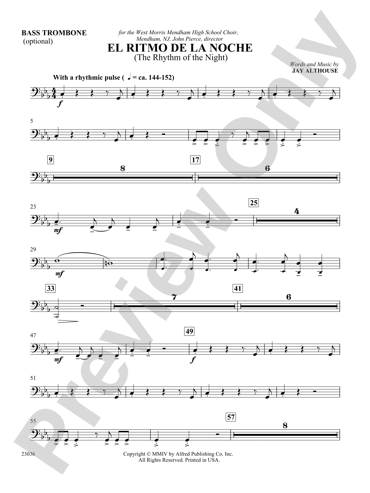 El Ritmo de la Noche (The Rhythm of the Night): 4th Trombone: Choral SoundPax