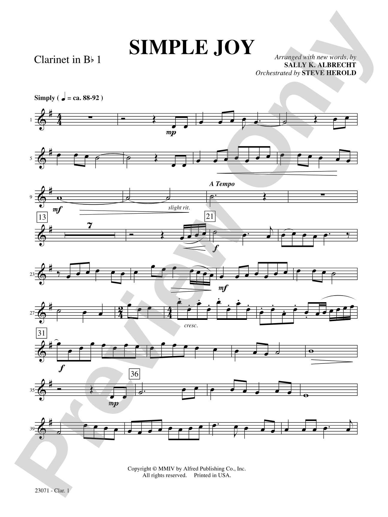 Simple Joy (Simple Gifts / Joy to the World): 1st B-flat Clarinet: Choral SoundPax