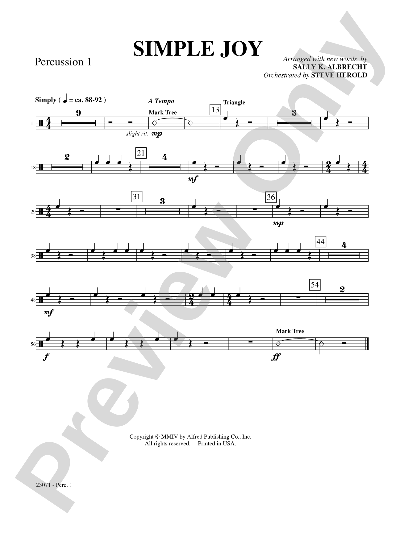 Simple Joy (Simple Gifts / Joy to the World): 1st Percussion: Choral SoundPax