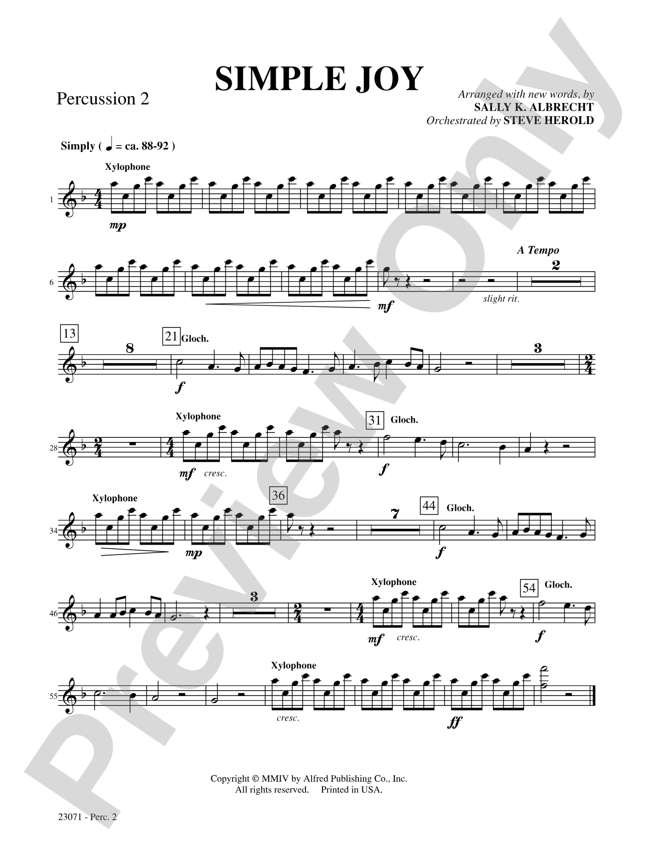 Simple Joy (Simple Gifts / Joy to the World): 2nd Percussion: Choral SoundPax