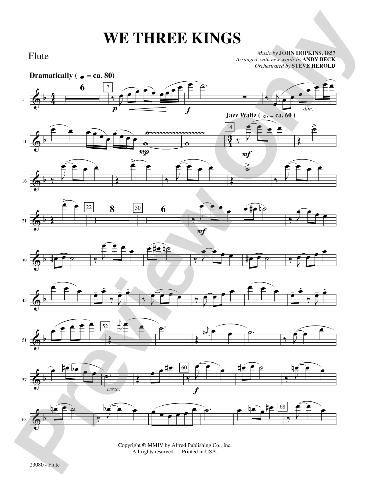 We Three Kings: Flute: Choral SoundPax