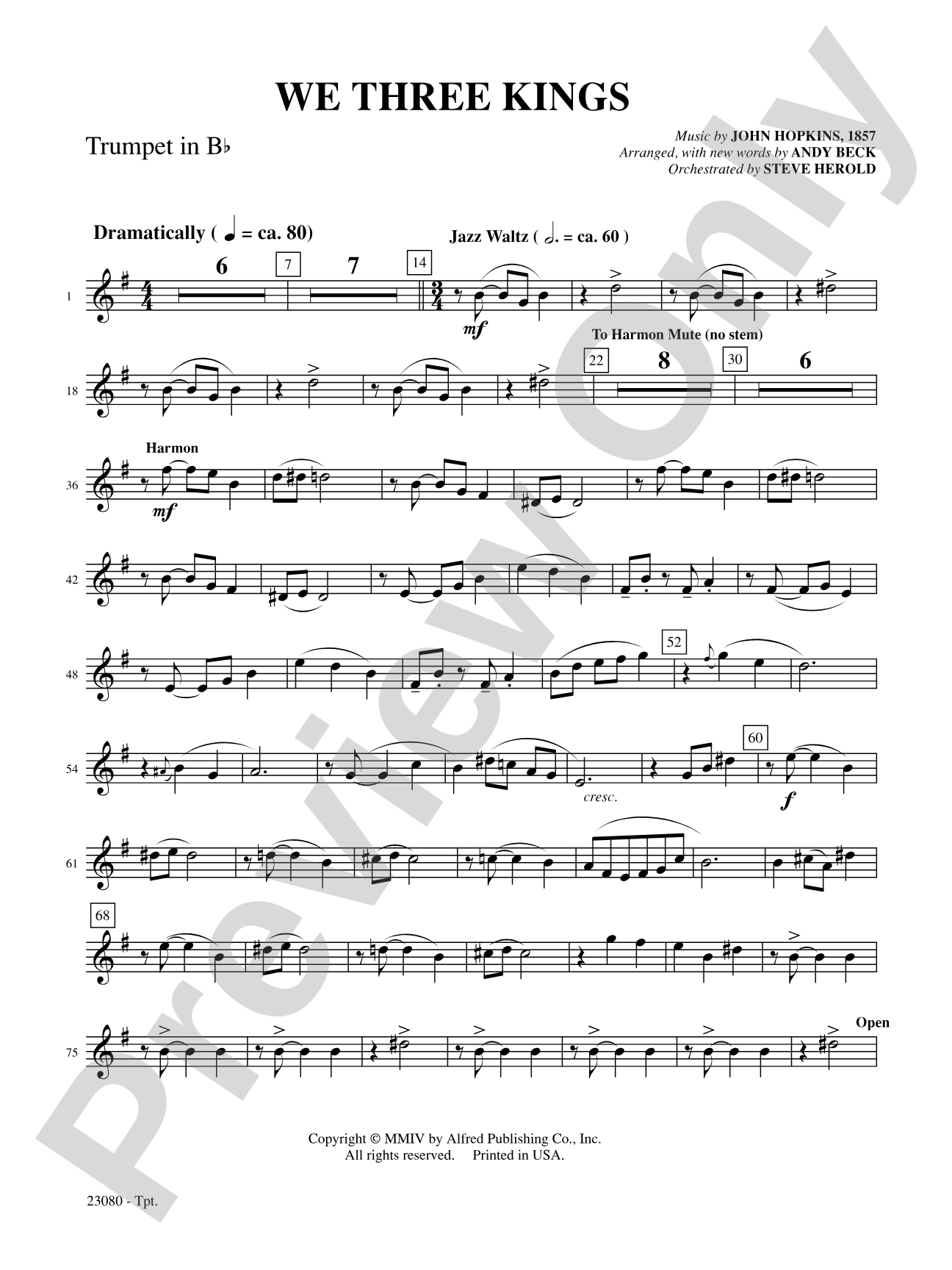 We Three Kings: 1st B-flat Trumpet: Choral SoundPax
