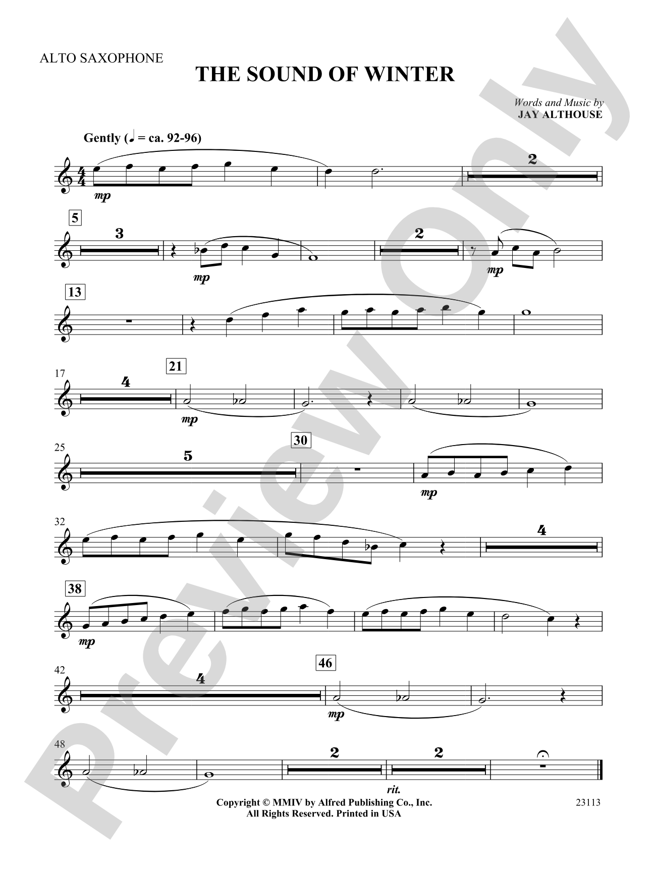 The Sound of Winter: E-flat Alto Saxophone: Choral SoundPax