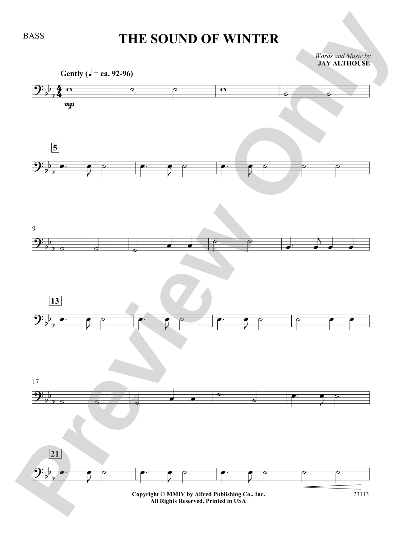 The Sound of Winter: String Bass: Choral SoundPax