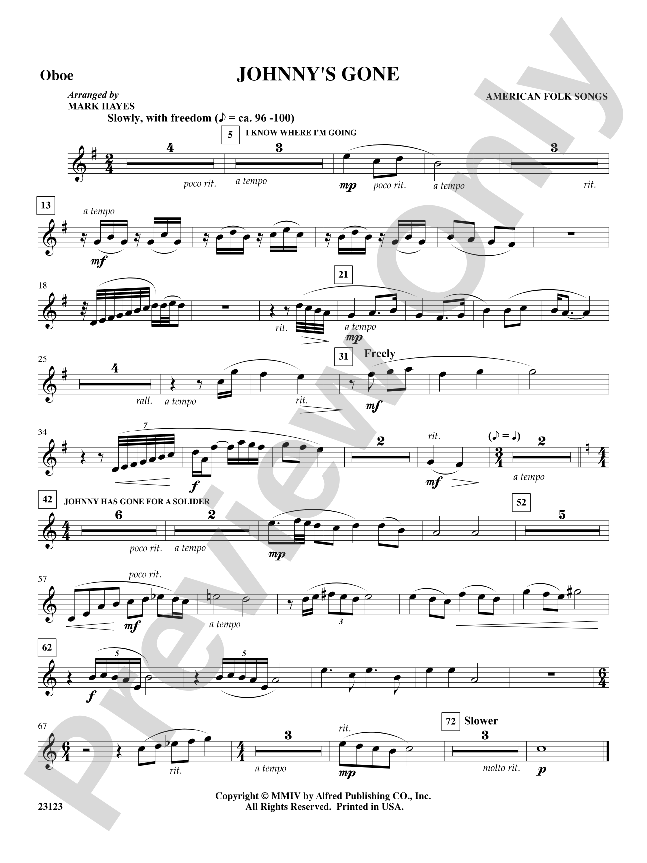 Johnny's Gone: Oboe