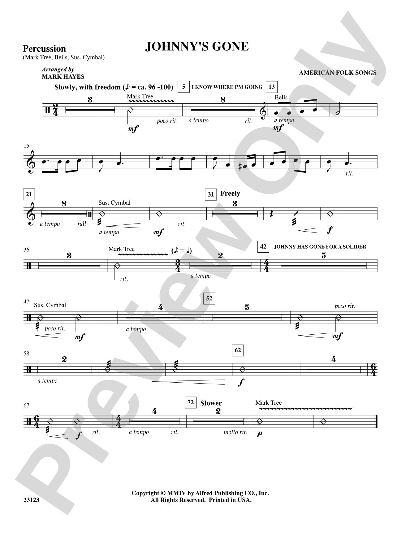 Johnny's Gone: 1st Percussion