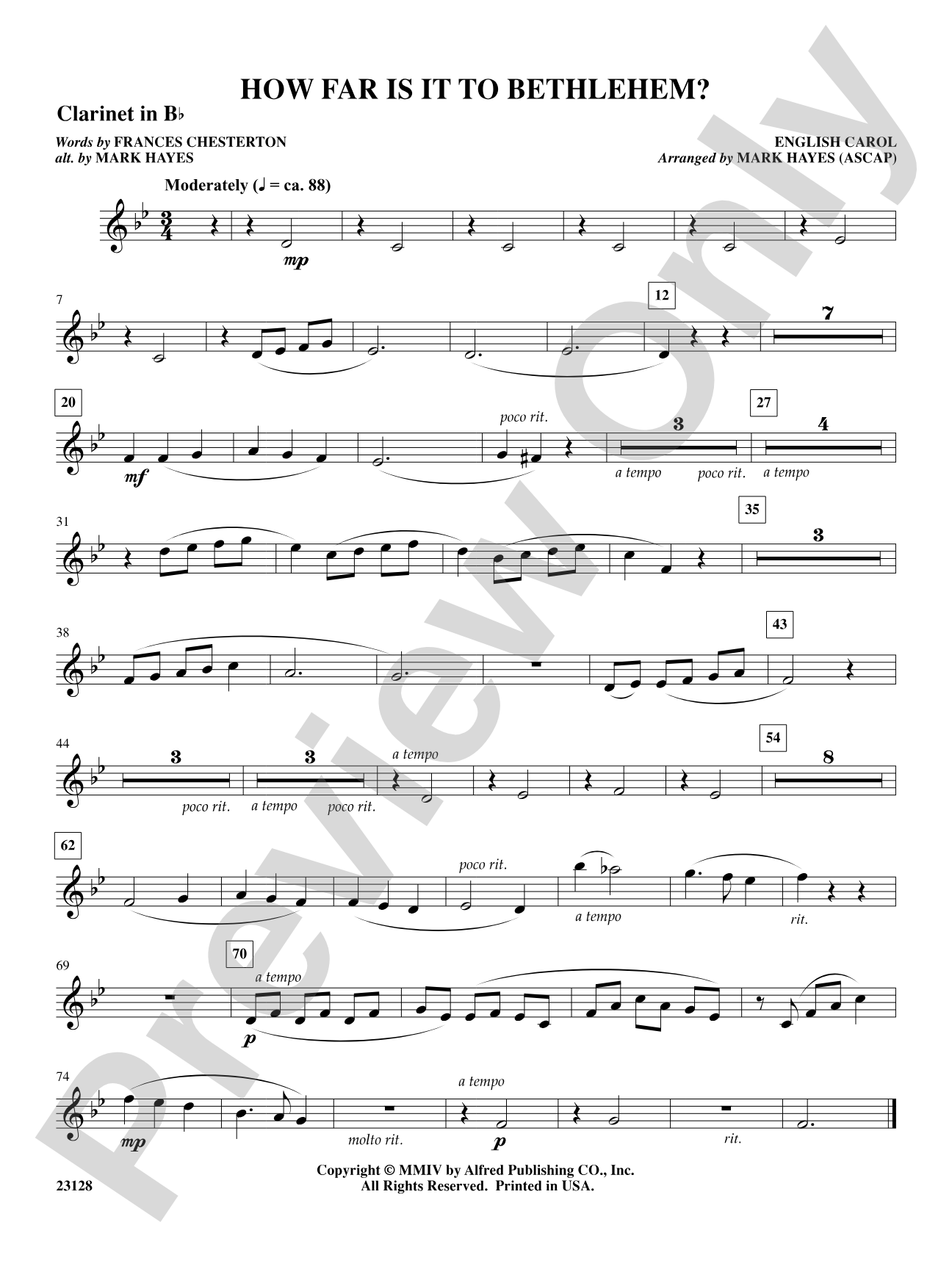 How Far Is It to Bethlehem?: 1st B-flat Clarinet: Choral SoundPax