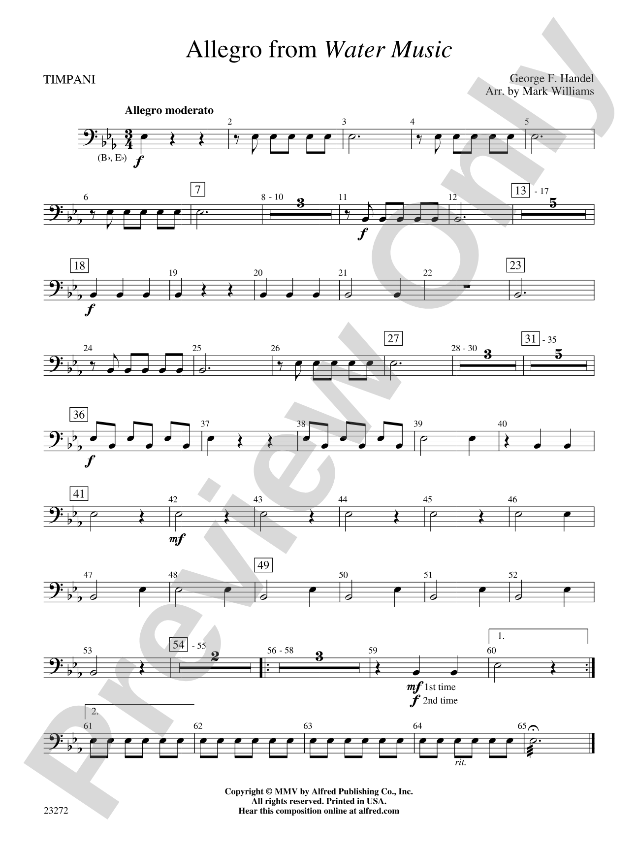 Allegro from Water Music: Timpani
