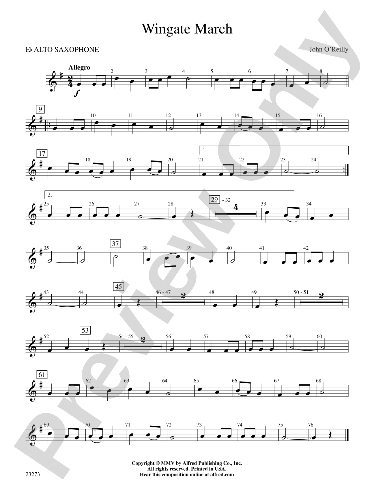 Wingate March: E-flat Alto Saxophone
