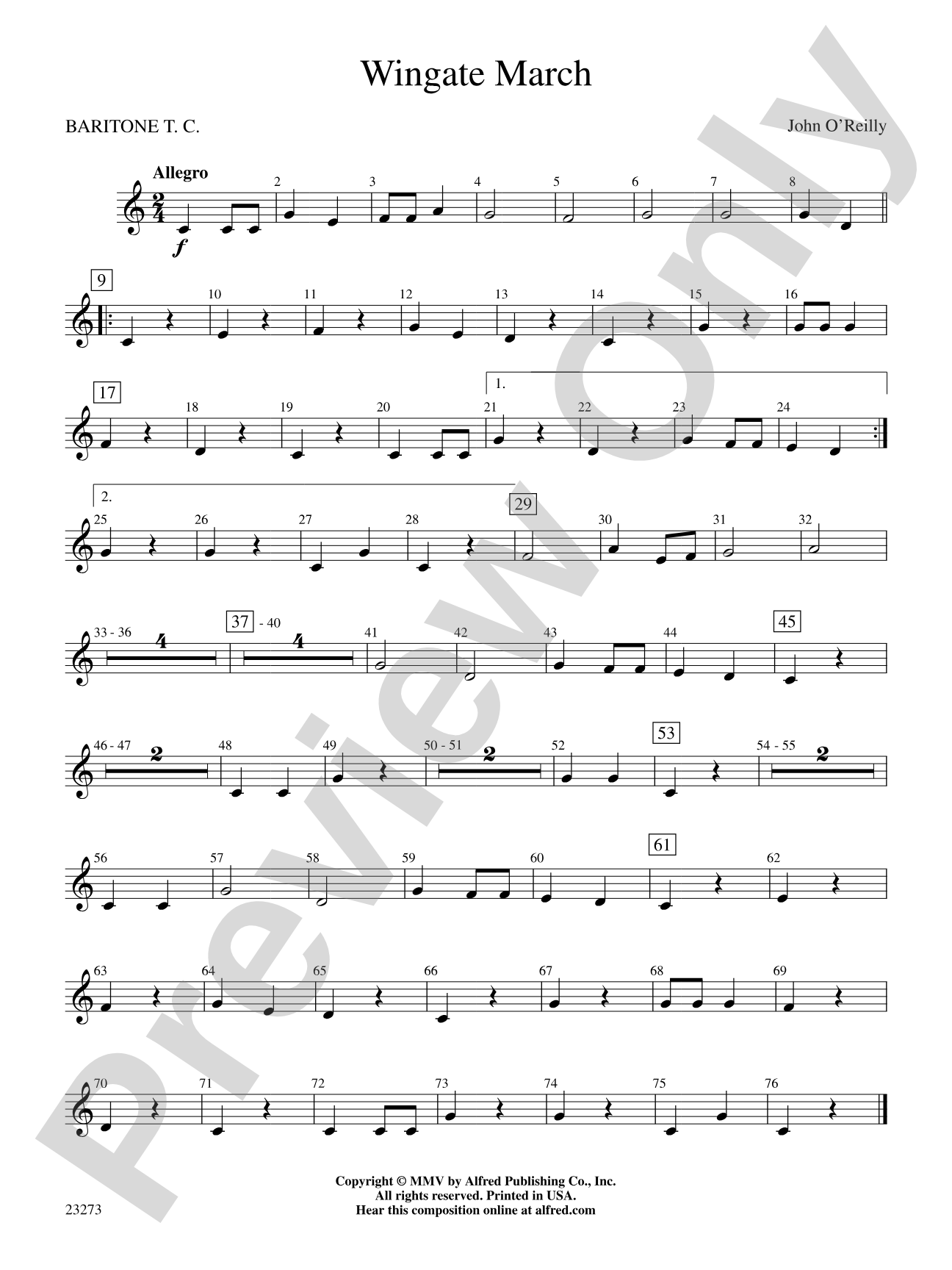 Wingate March: Baritone T.C.