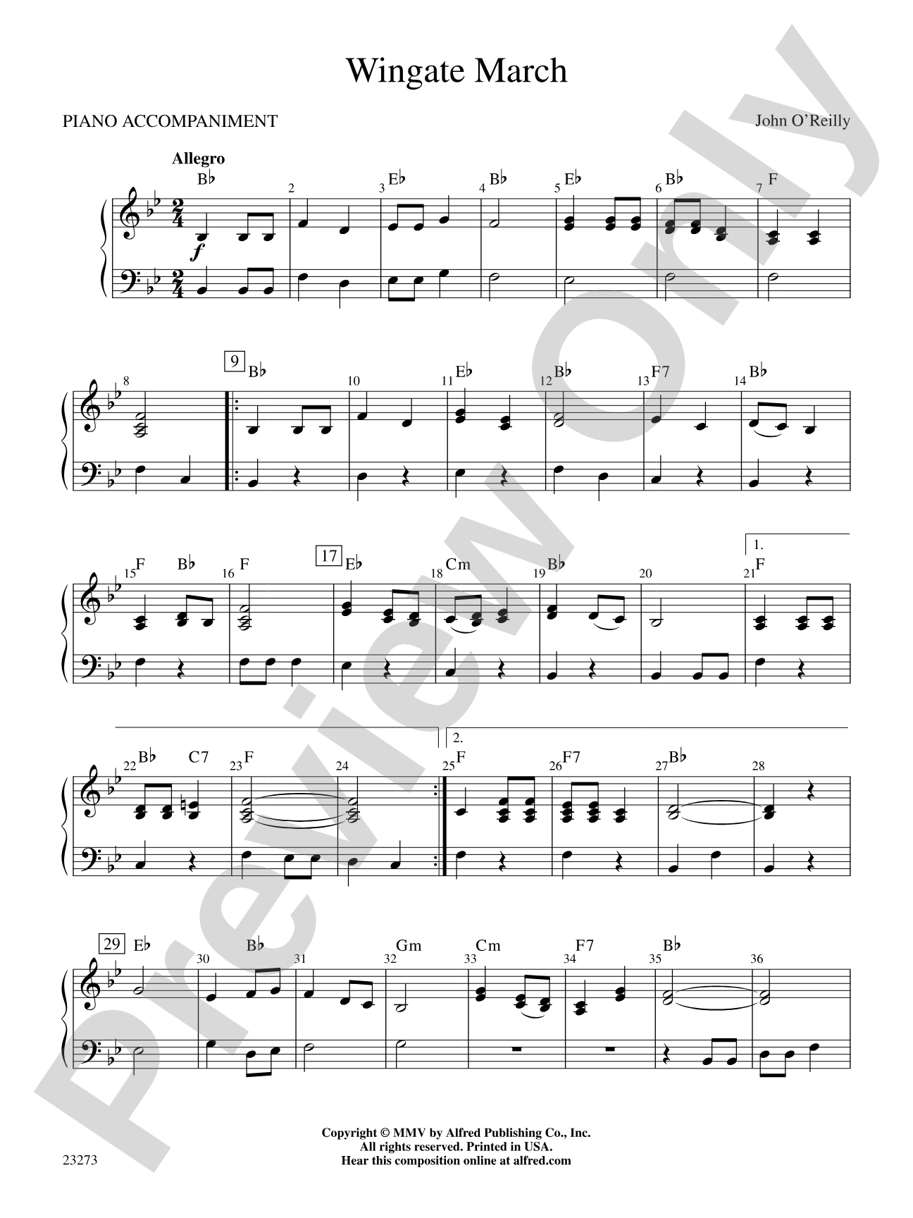 Wingate March: Piano Accompaniment