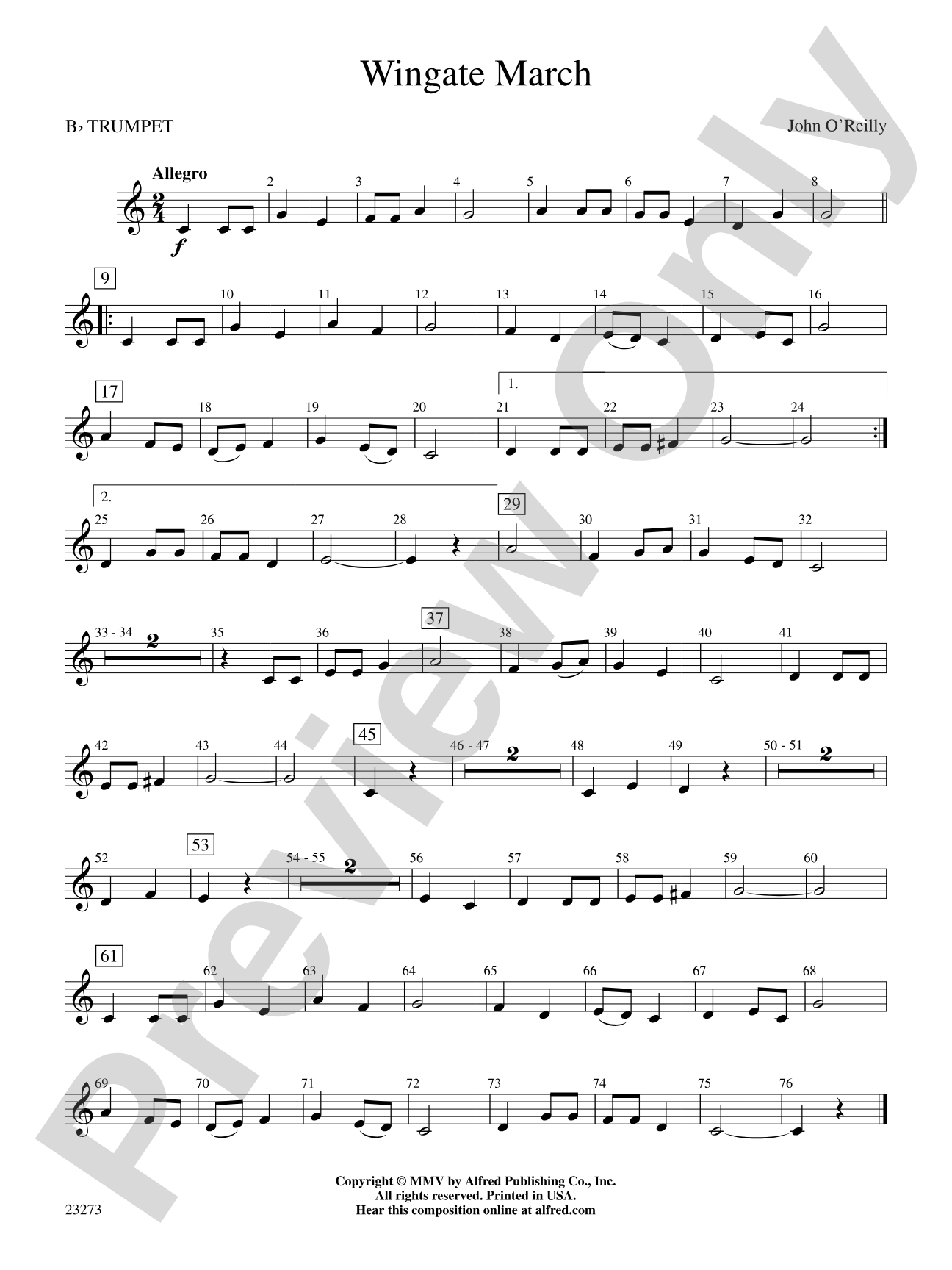 Wingate March: 1st B-flat Trumpet