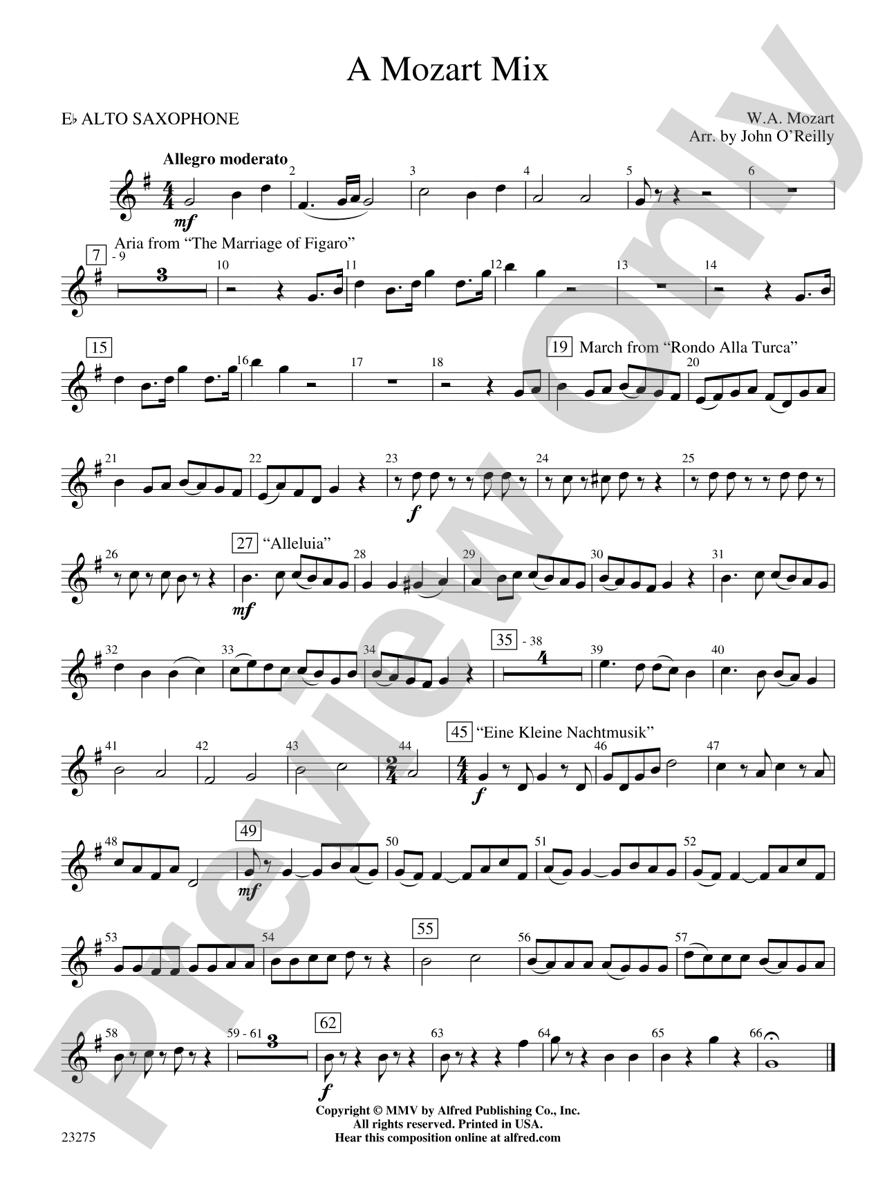 A Mozart Mix: E-flat Alto Saxophone