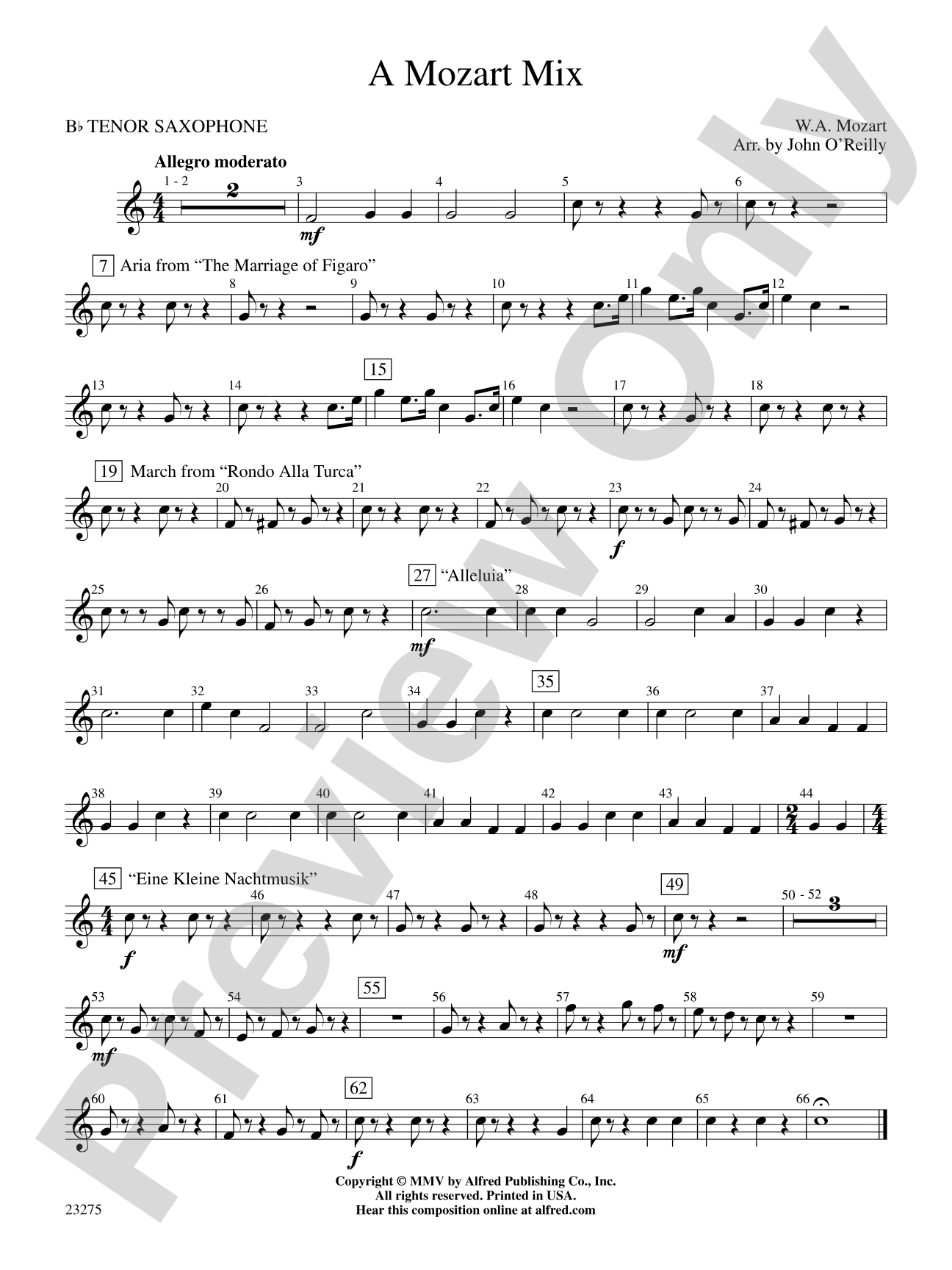 A Mozart Mix: B-flat Tenor Saxophone