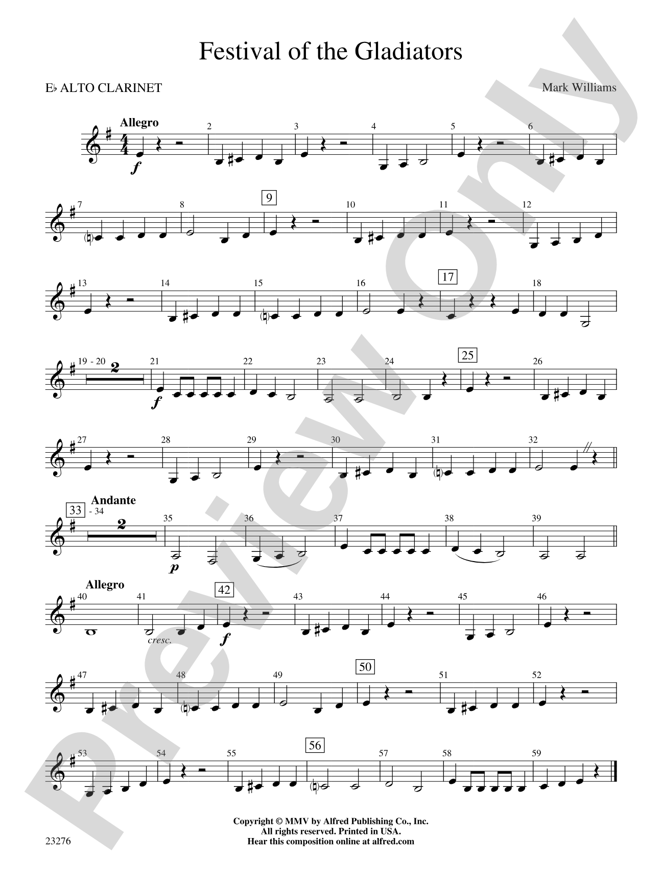 Festival of the Gladiators: E-flat Alto Clarinet