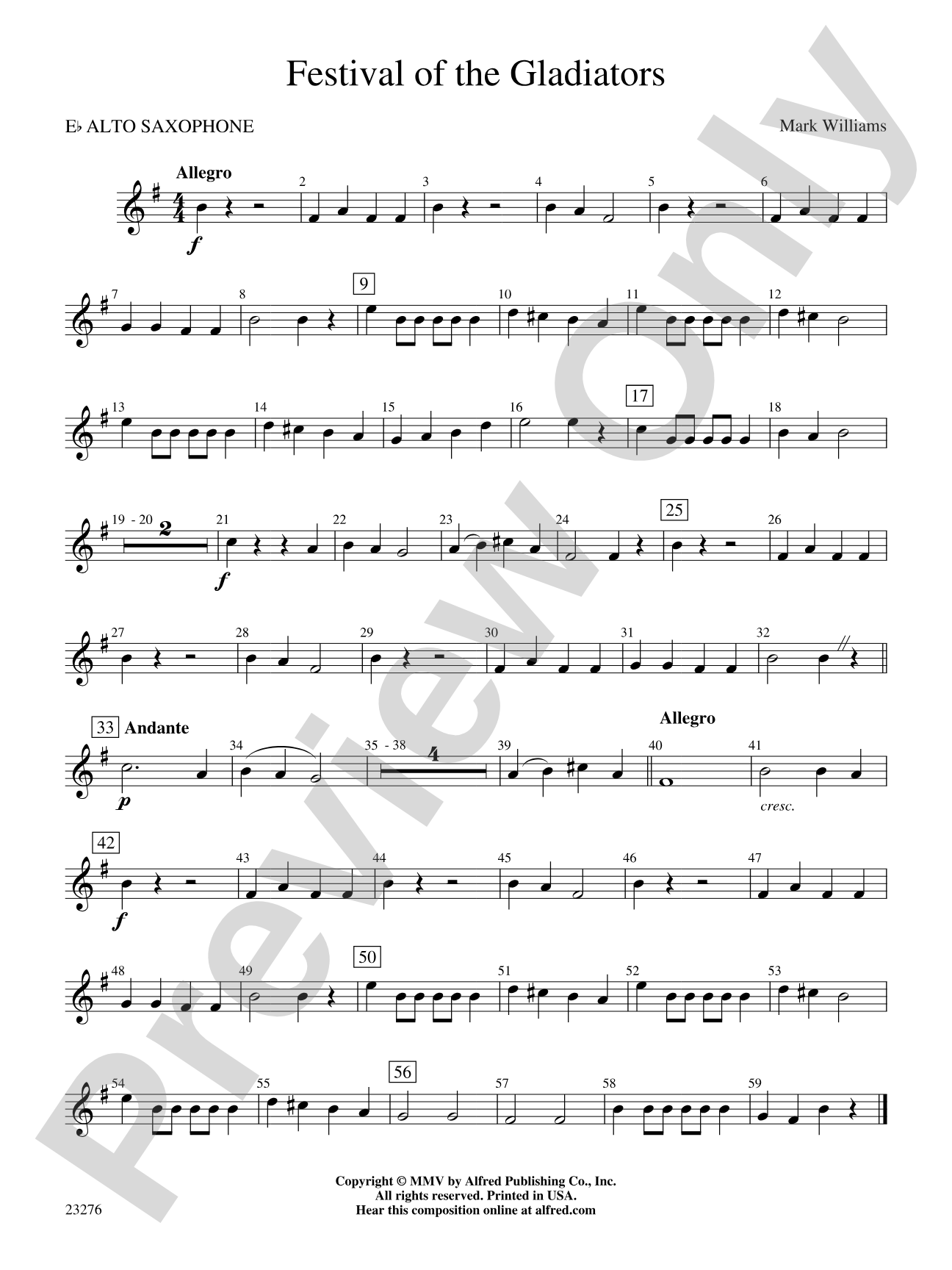 Festival of the Gladiators: E-flat Alto Saxophone