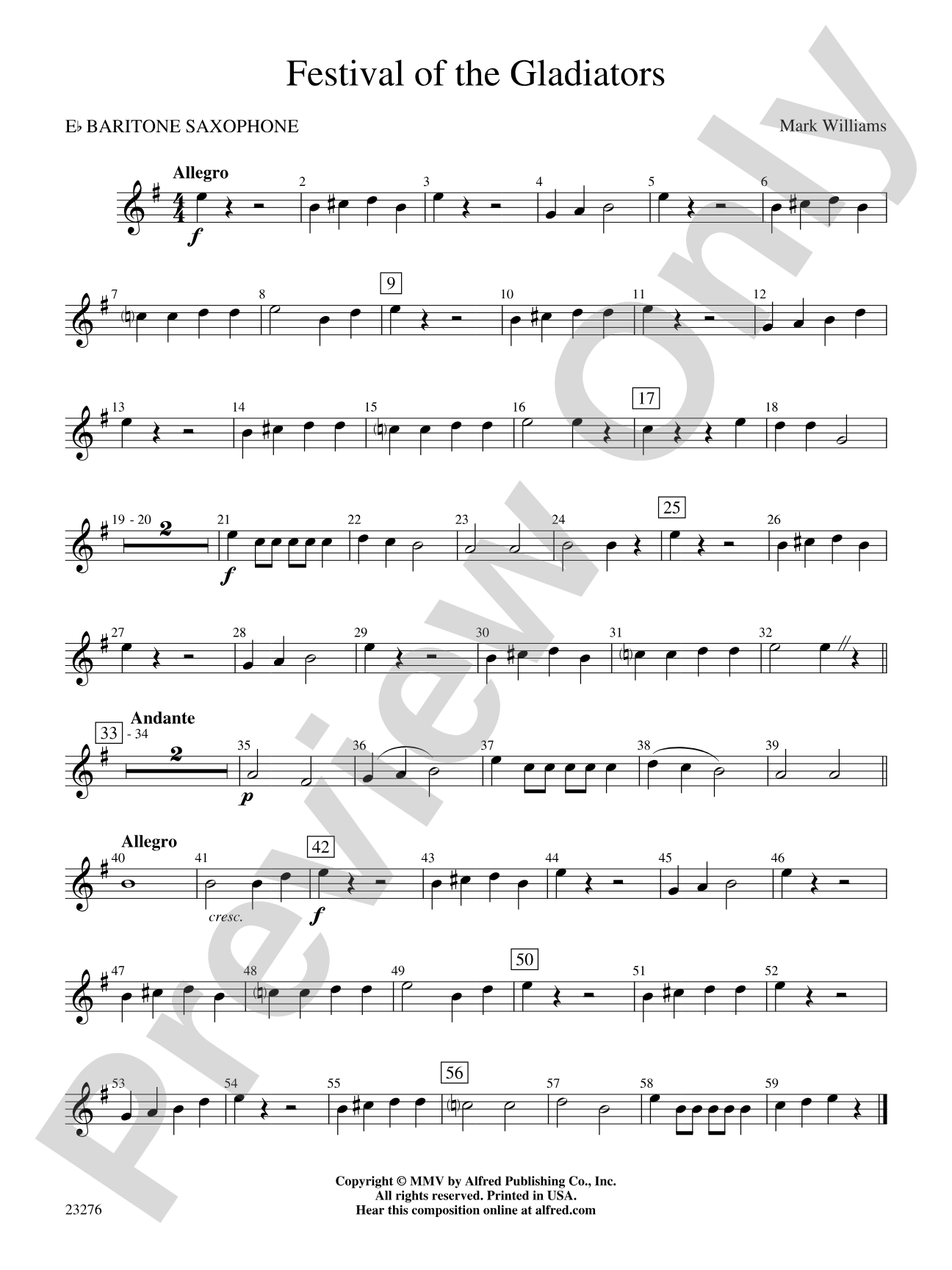 Festival of the Gladiators: E-flat Baritone Saxophone