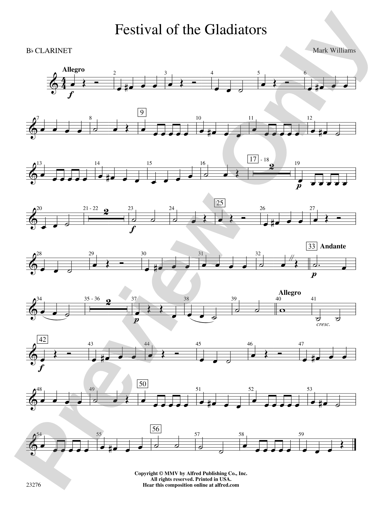 Festival of the Gladiators: 1st B-flat Clarinet