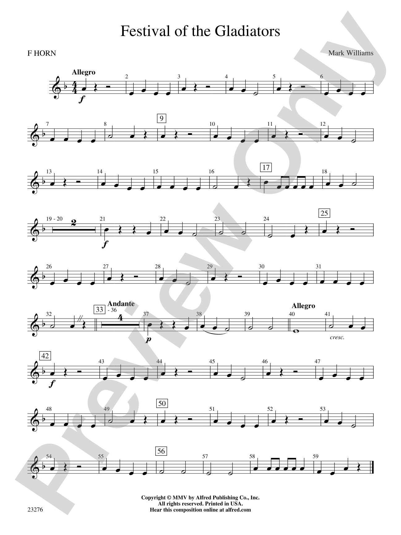 Festival of the Gladiators: 1st F Horn