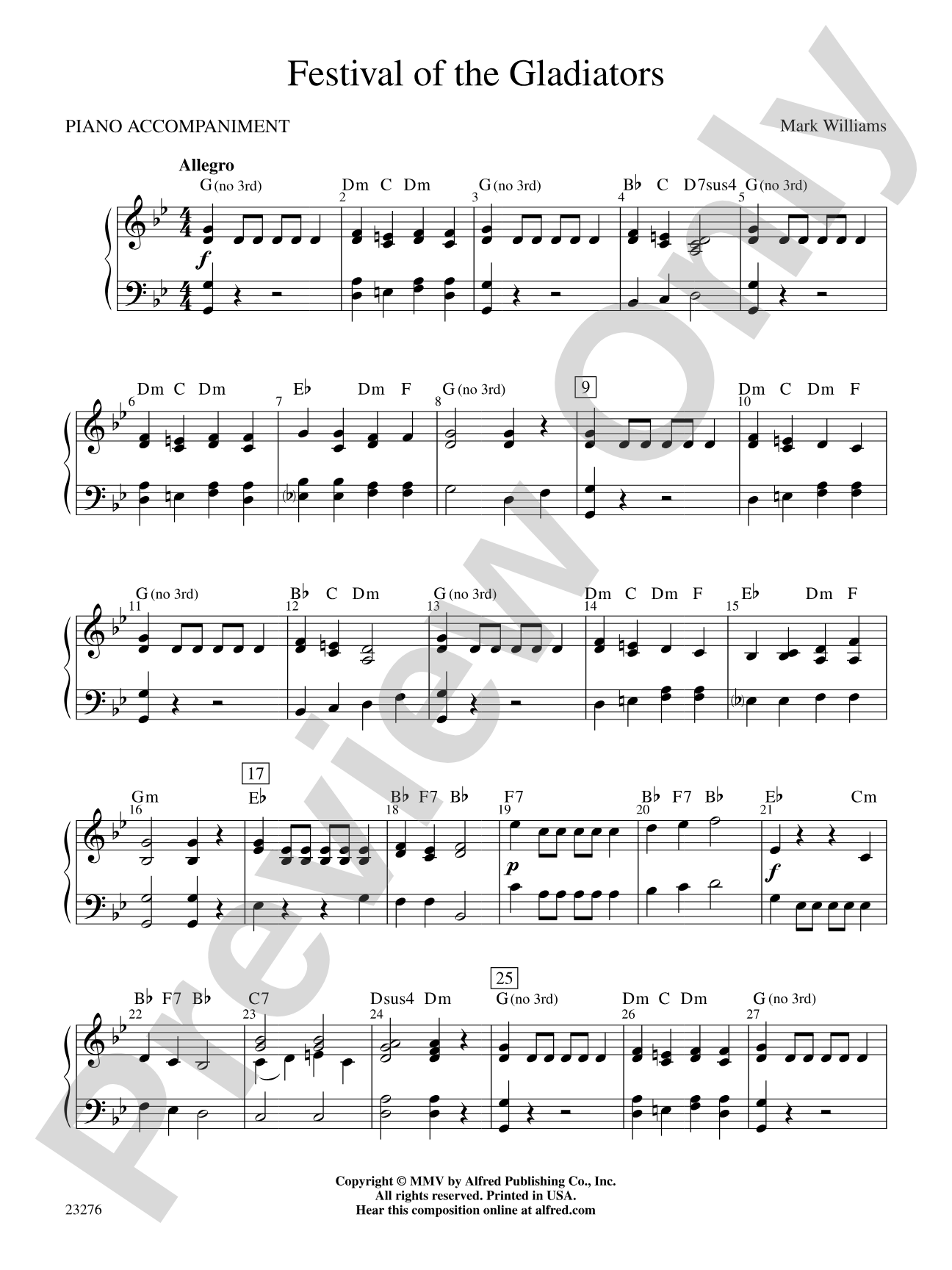 Festival of the Gladiators: Piano Accompaniment