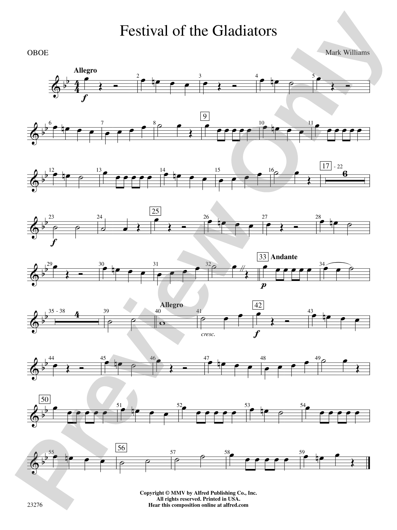 Festival of the Gladiators: Oboe