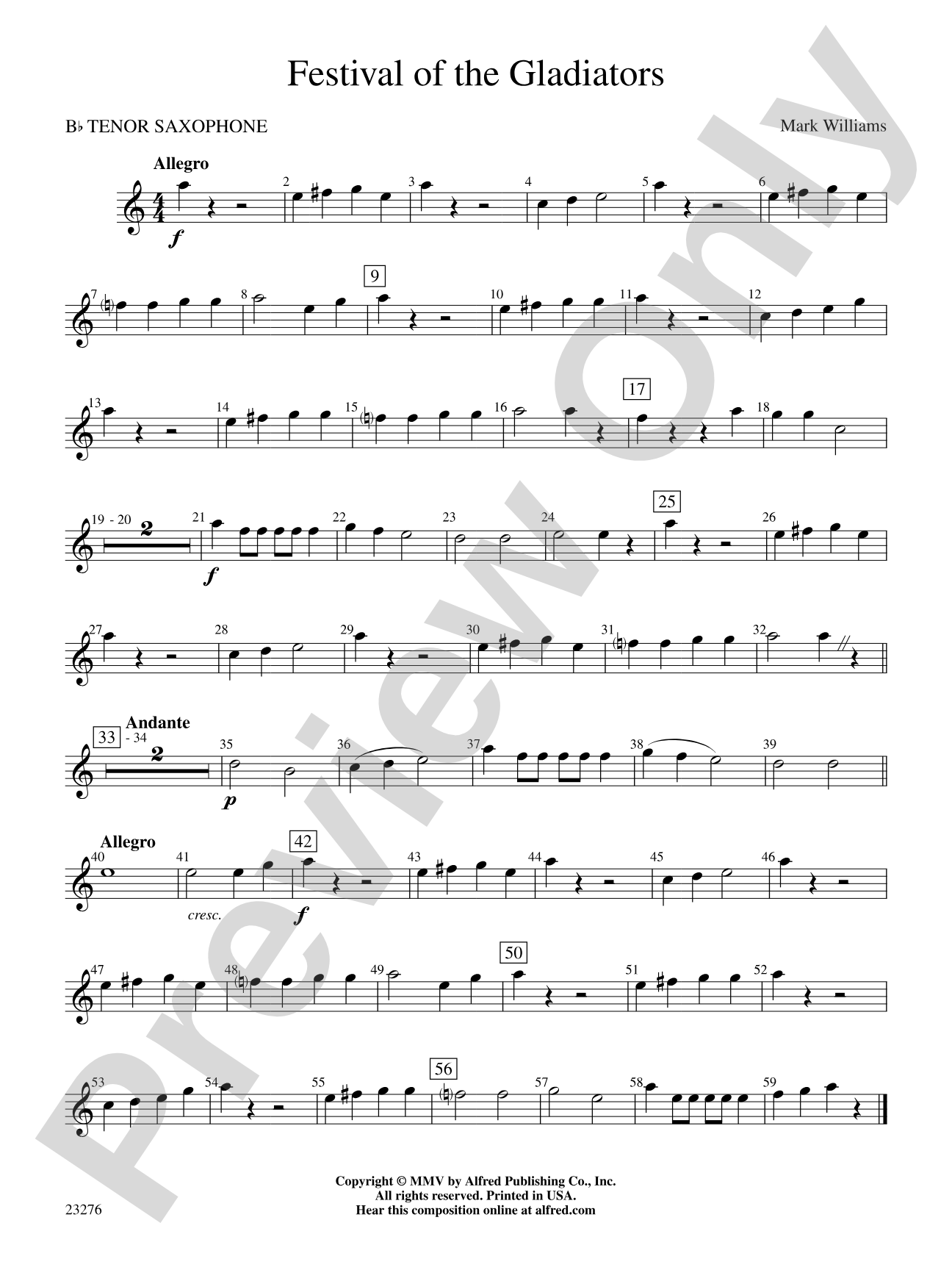 Festival of the Gladiators: B-flat Tenor Saxophone