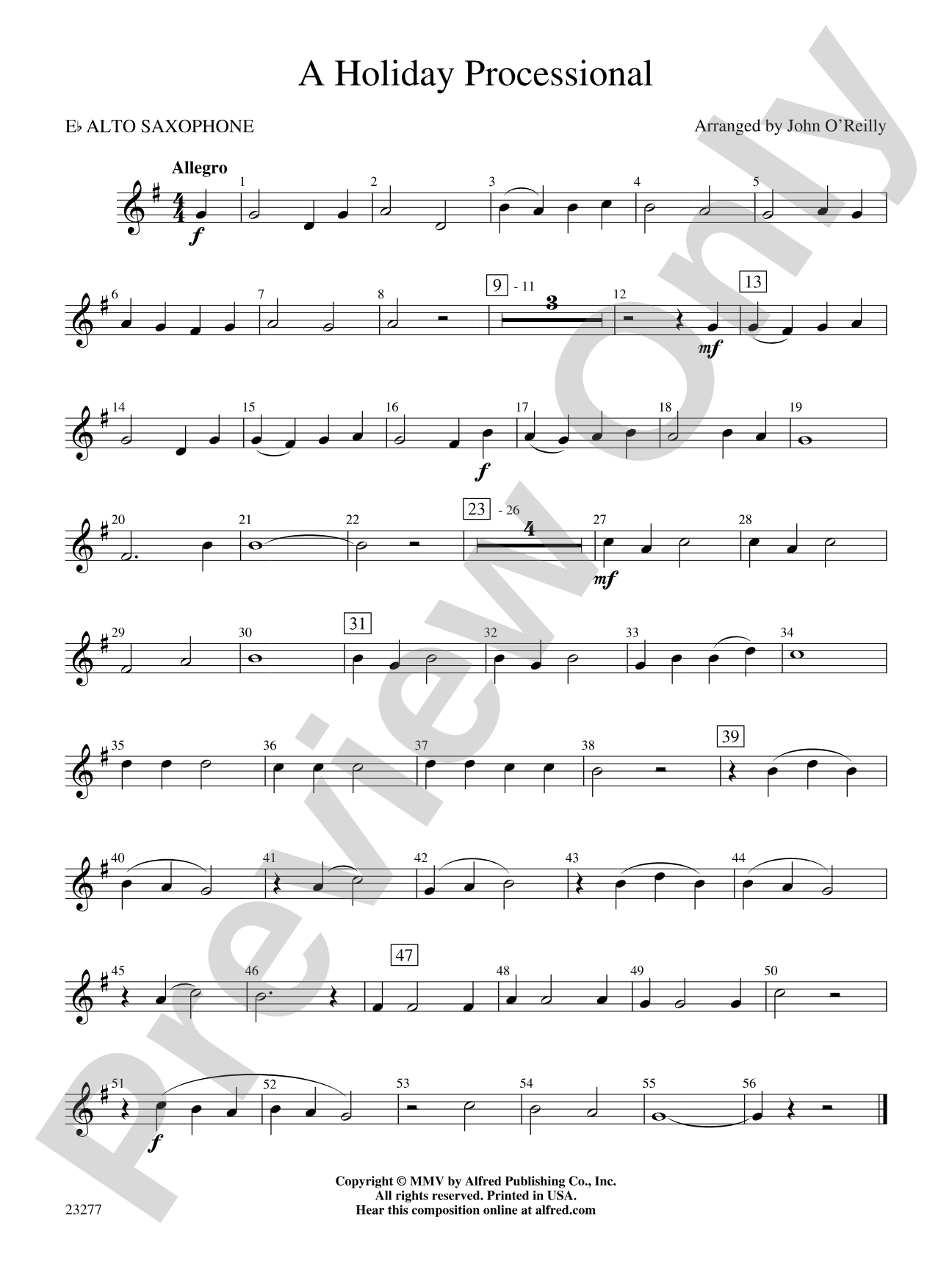 A Holiday Processional: E-flat Alto Saxophone