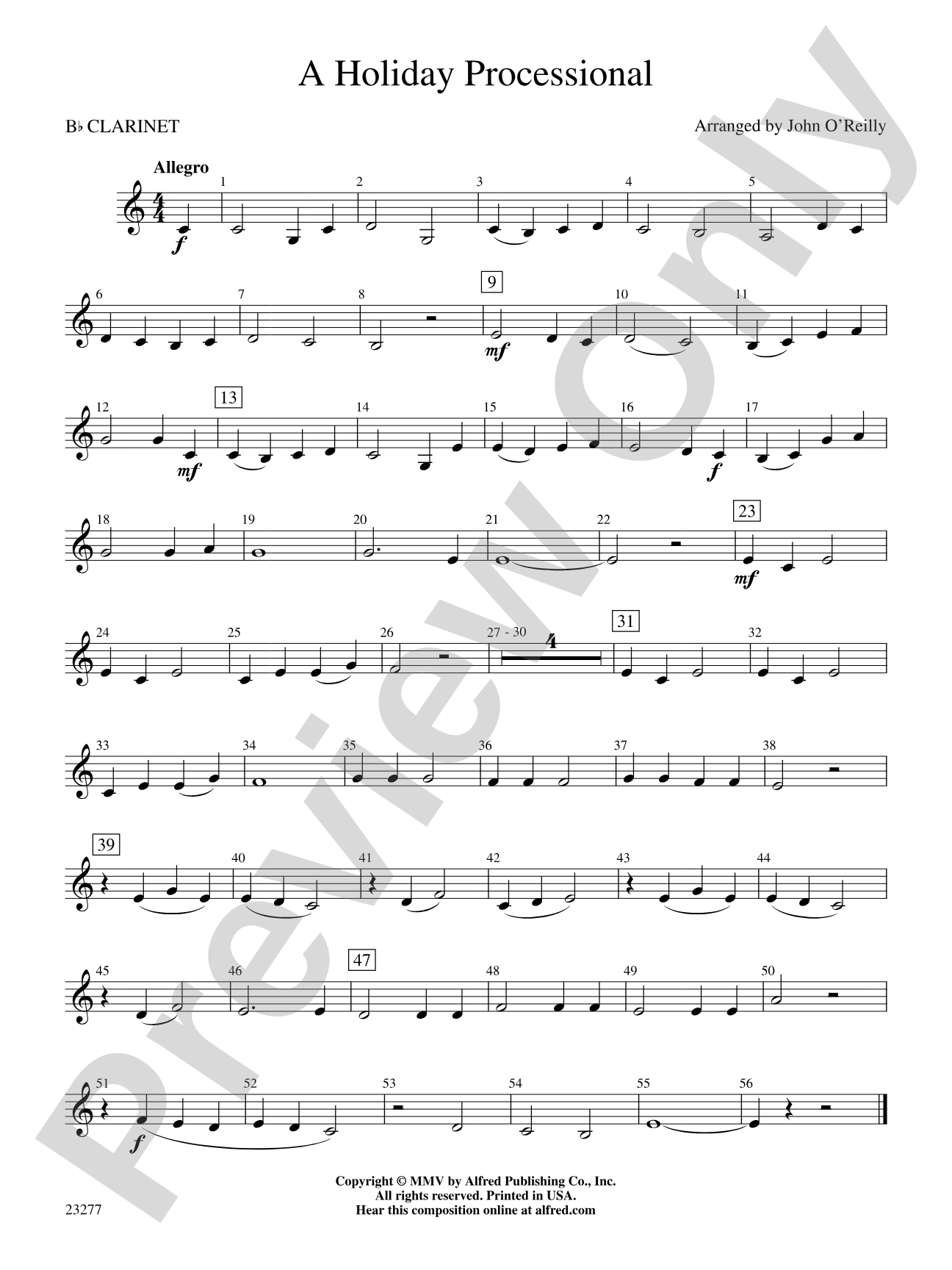 A Holiday Processional: 1st B-flat Clarinet