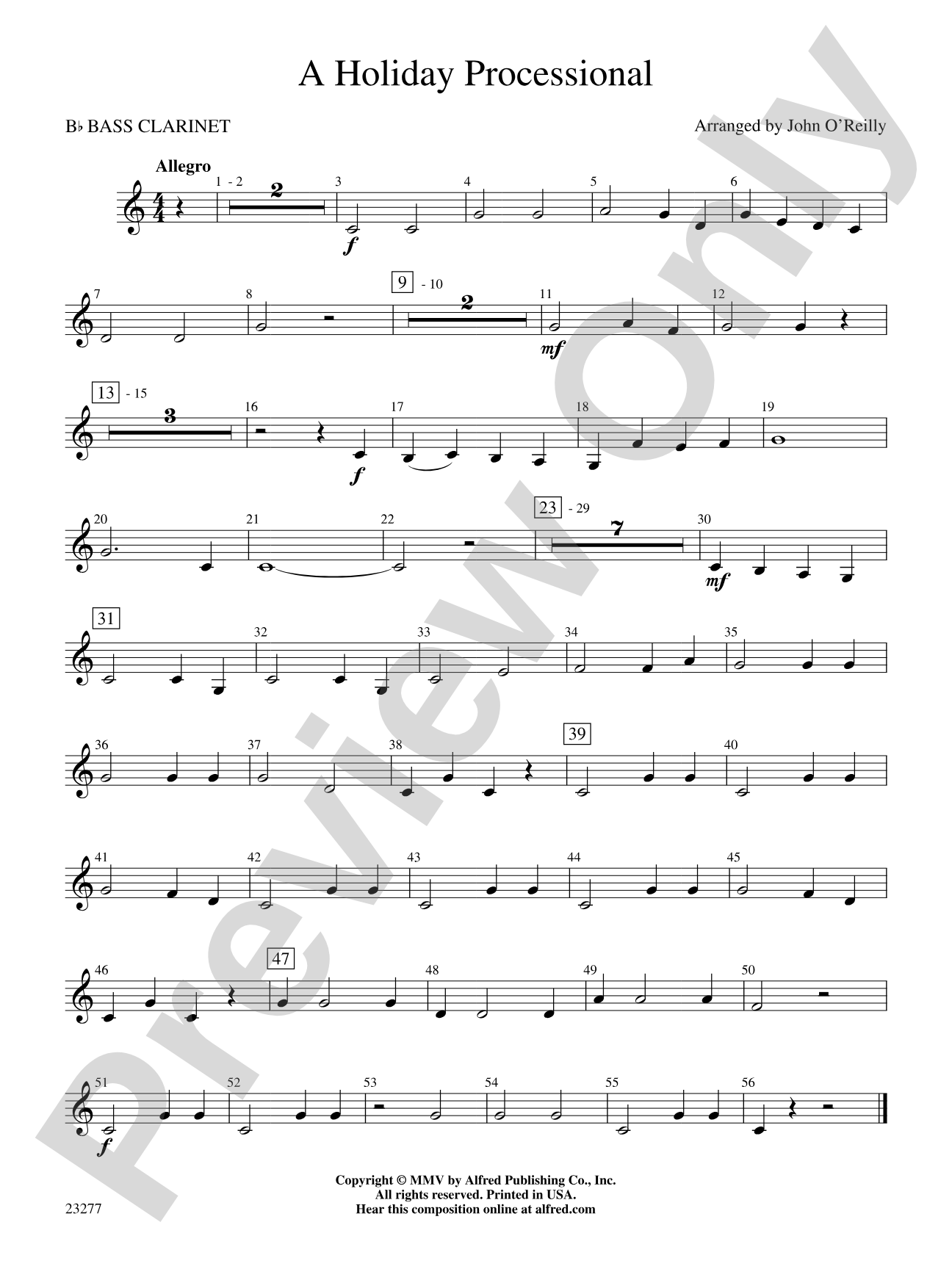 A Holiday Processional: B-flat Bass Clarinet