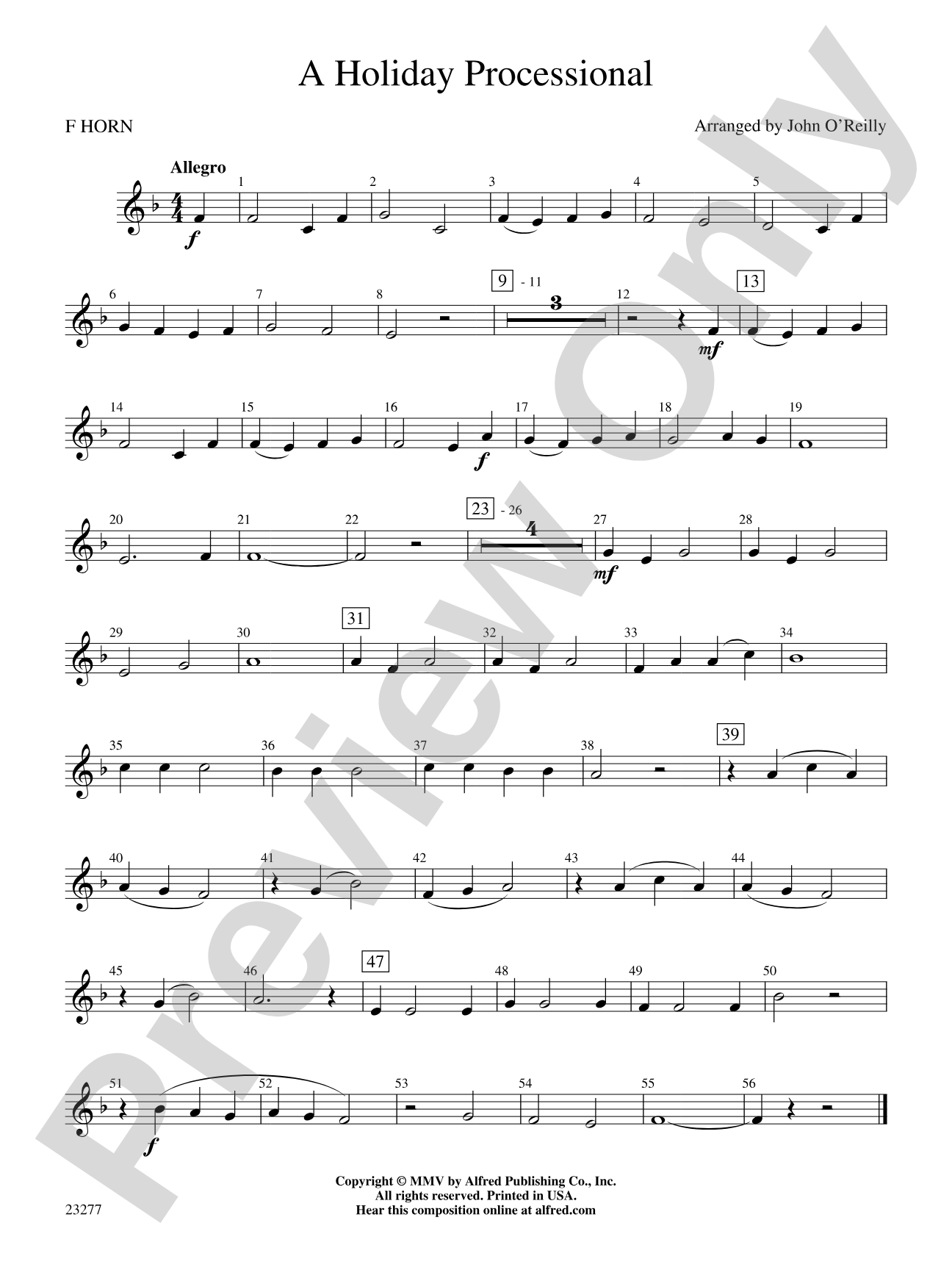 A Holiday Processional: 1st F Horn