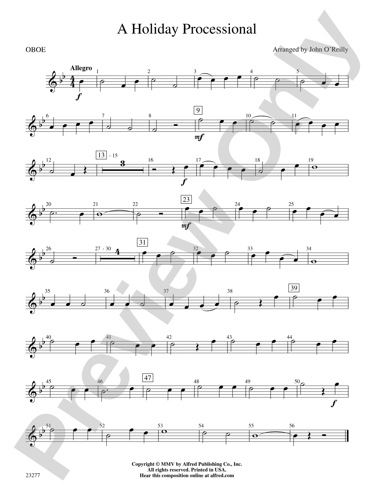 A Holiday Processional: Oboe