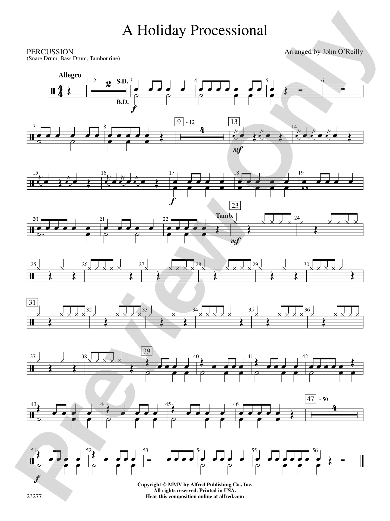 A Holiday Processional: 1st Percussion