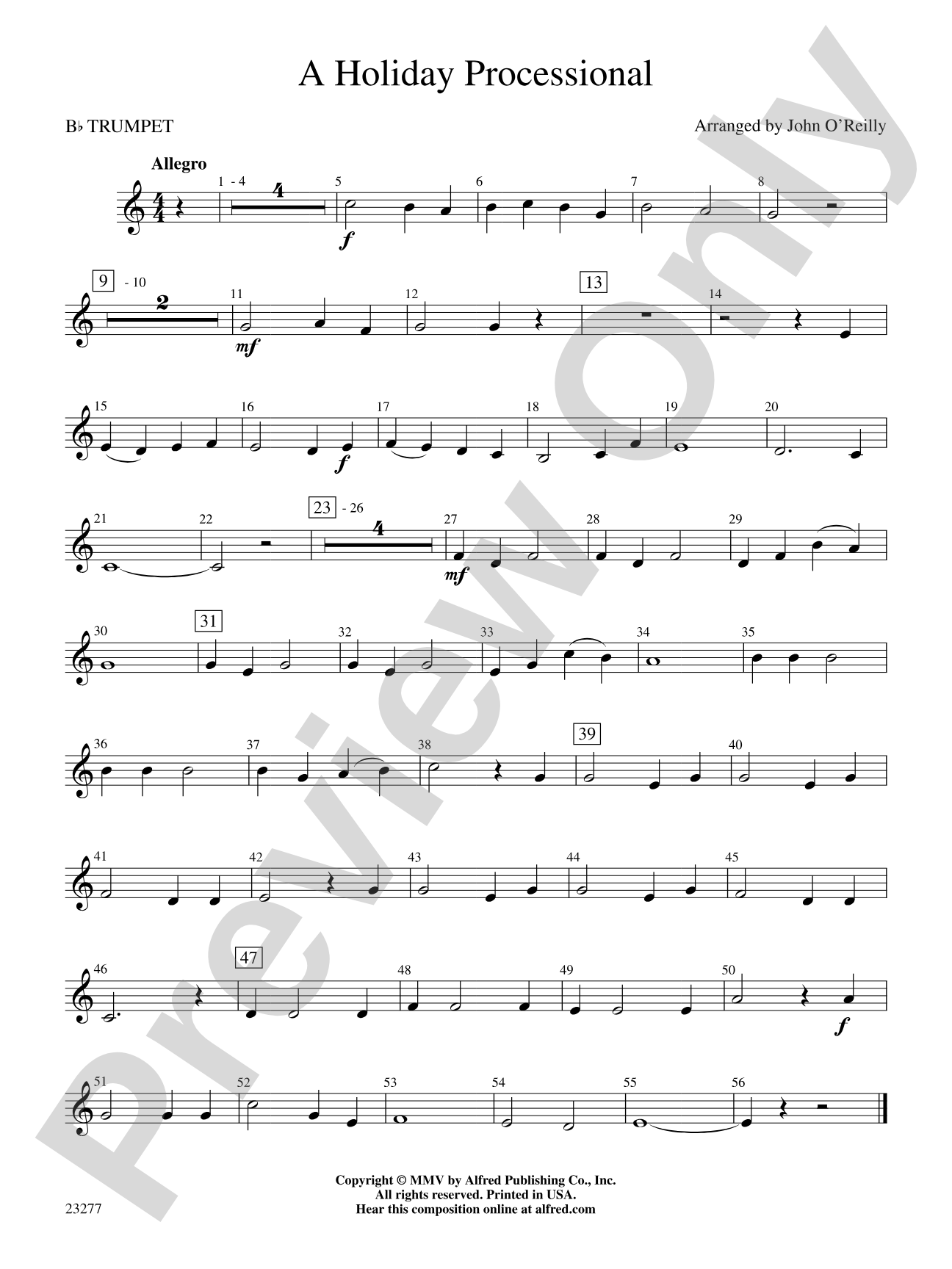 A Holiday Processional: 1st B-flat Trumpet