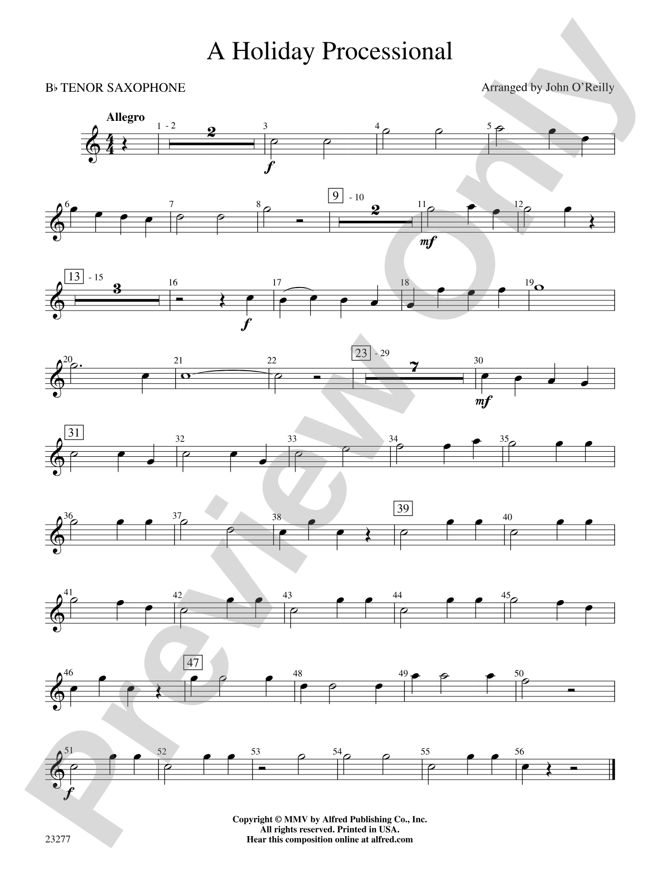 A Holiday Processional: B-flat Tenor Saxophone