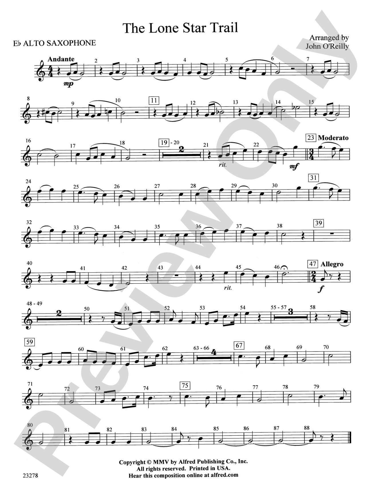 The Lone Star Trail: E-flat Alto Saxophone