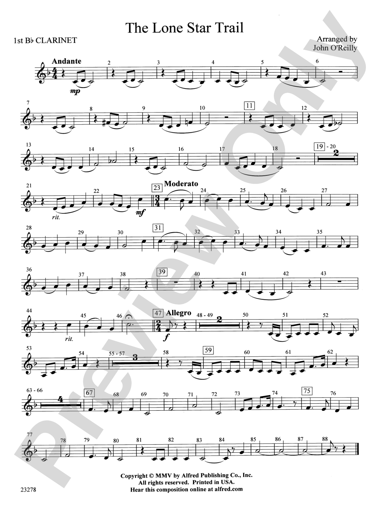 The Lone Star Trail: 1st B-flat Clarinet