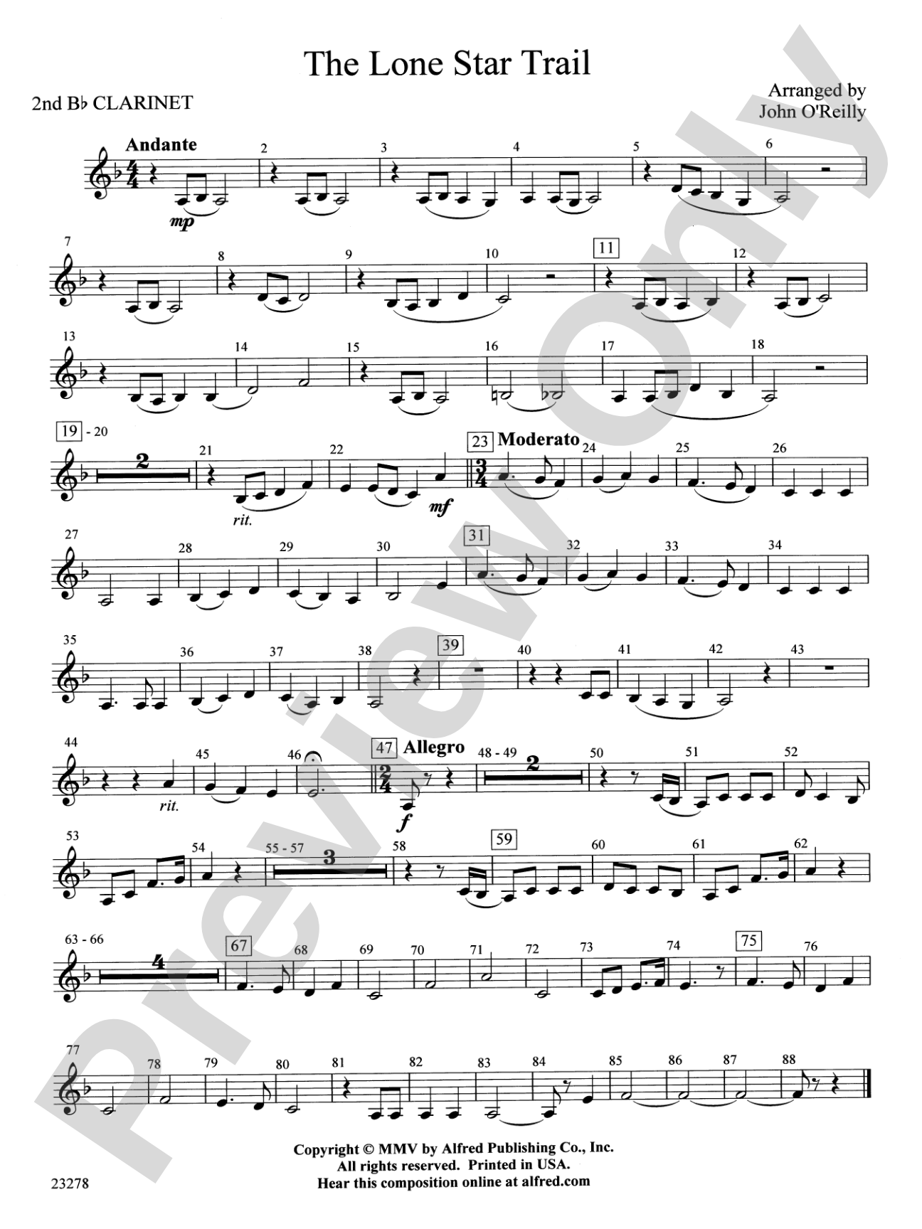 The Lone Star Trail: 2nd B-flat Clarinet