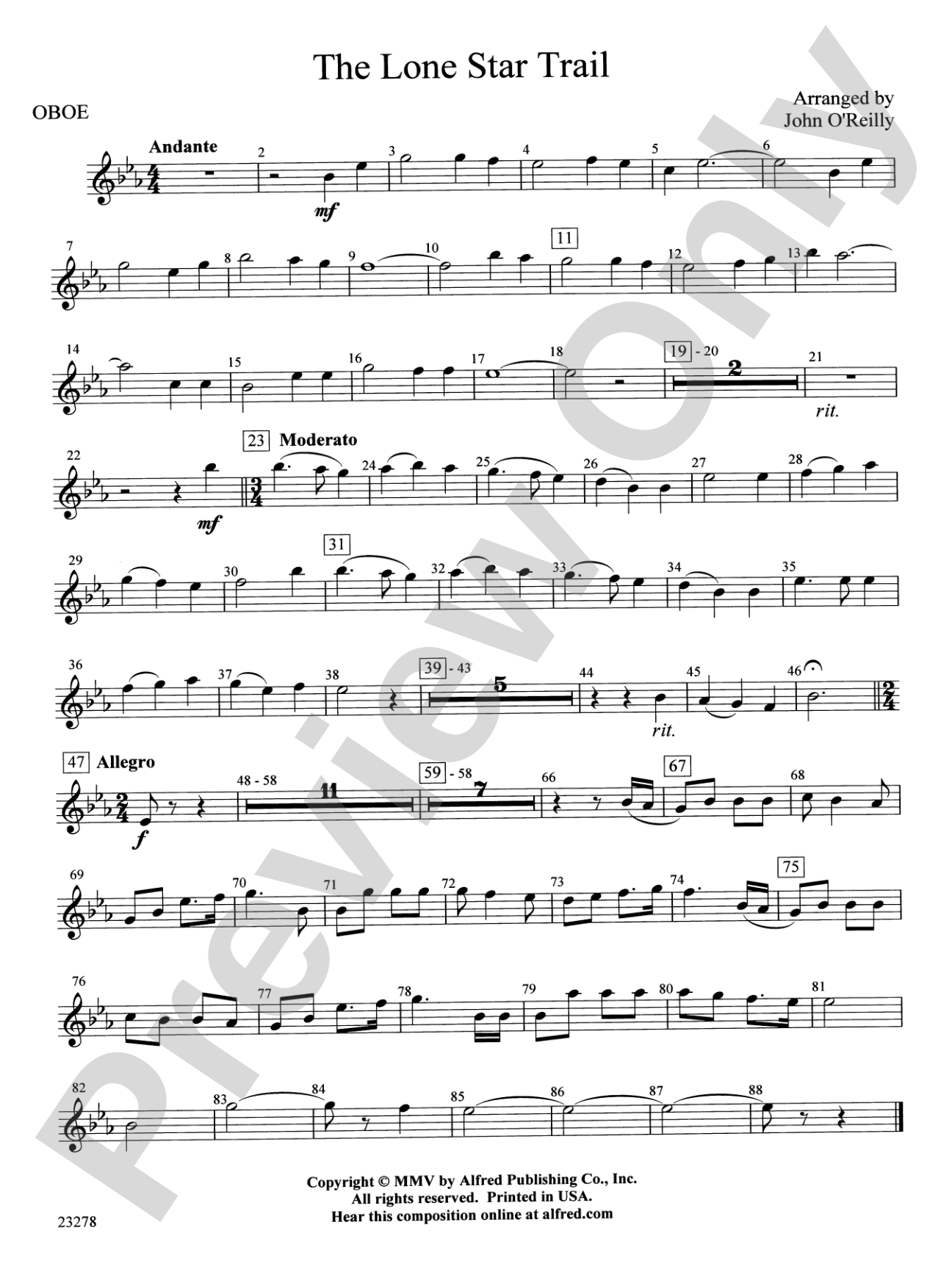 The Lone Star Trail: Oboe