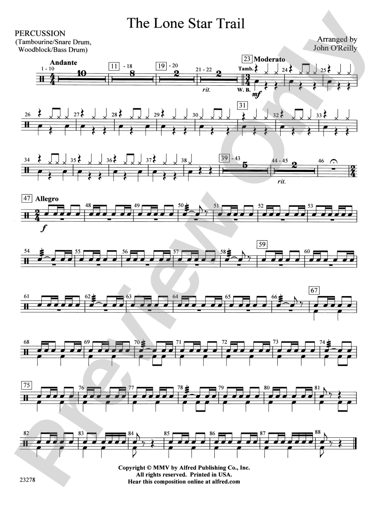 The Lone Star Trail: 1st Percussion
