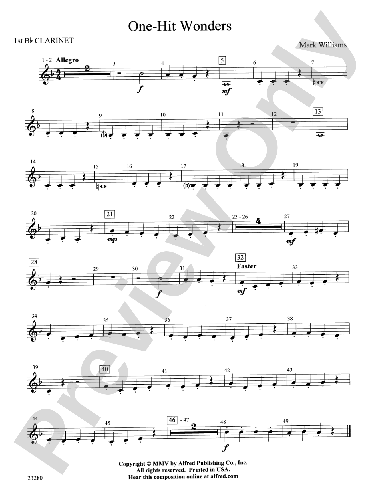 One-Hit Wonders: 1st B-flat Clarinet