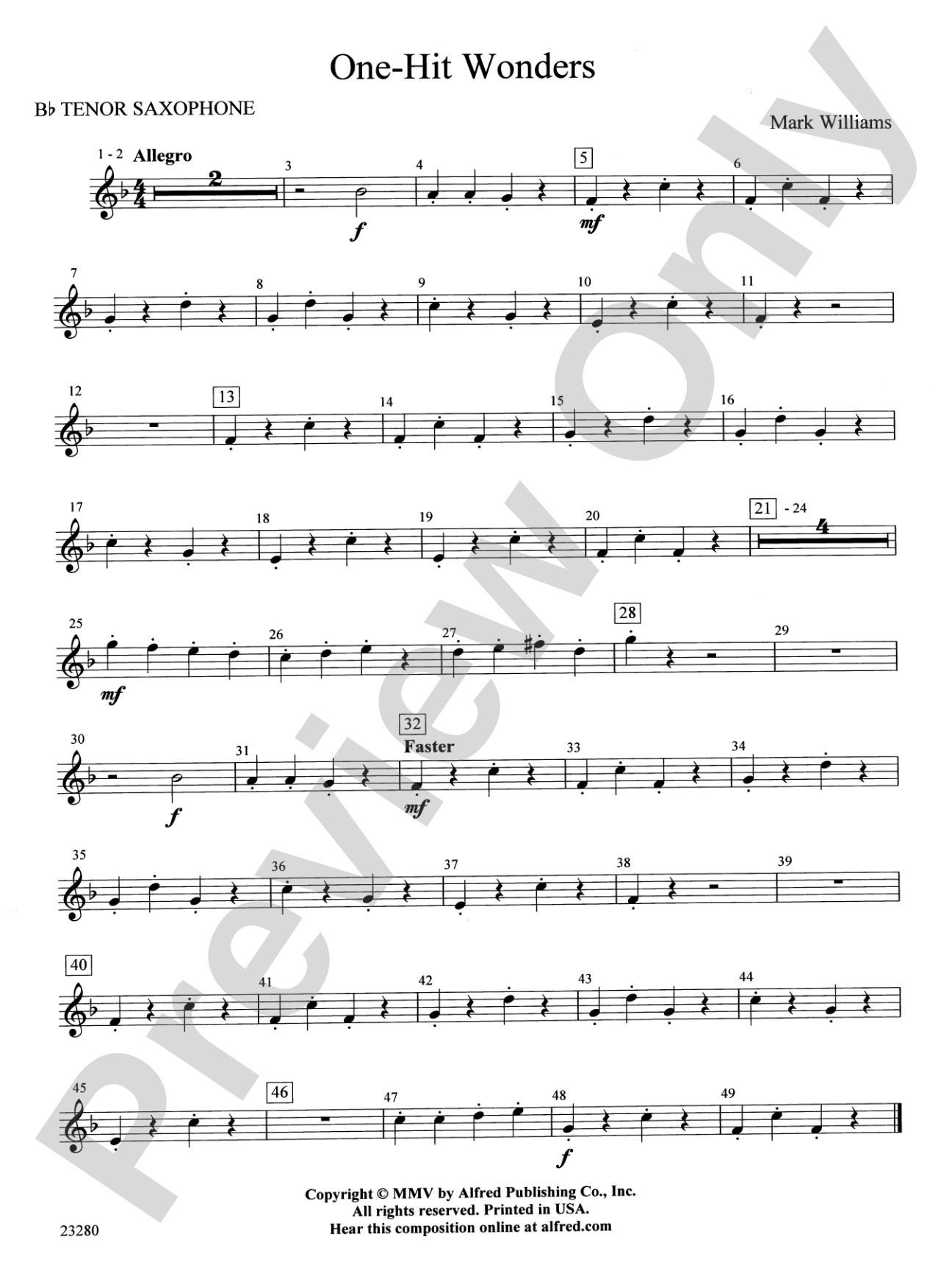 One-Hit Wonders: B-flat Tenor Saxophone