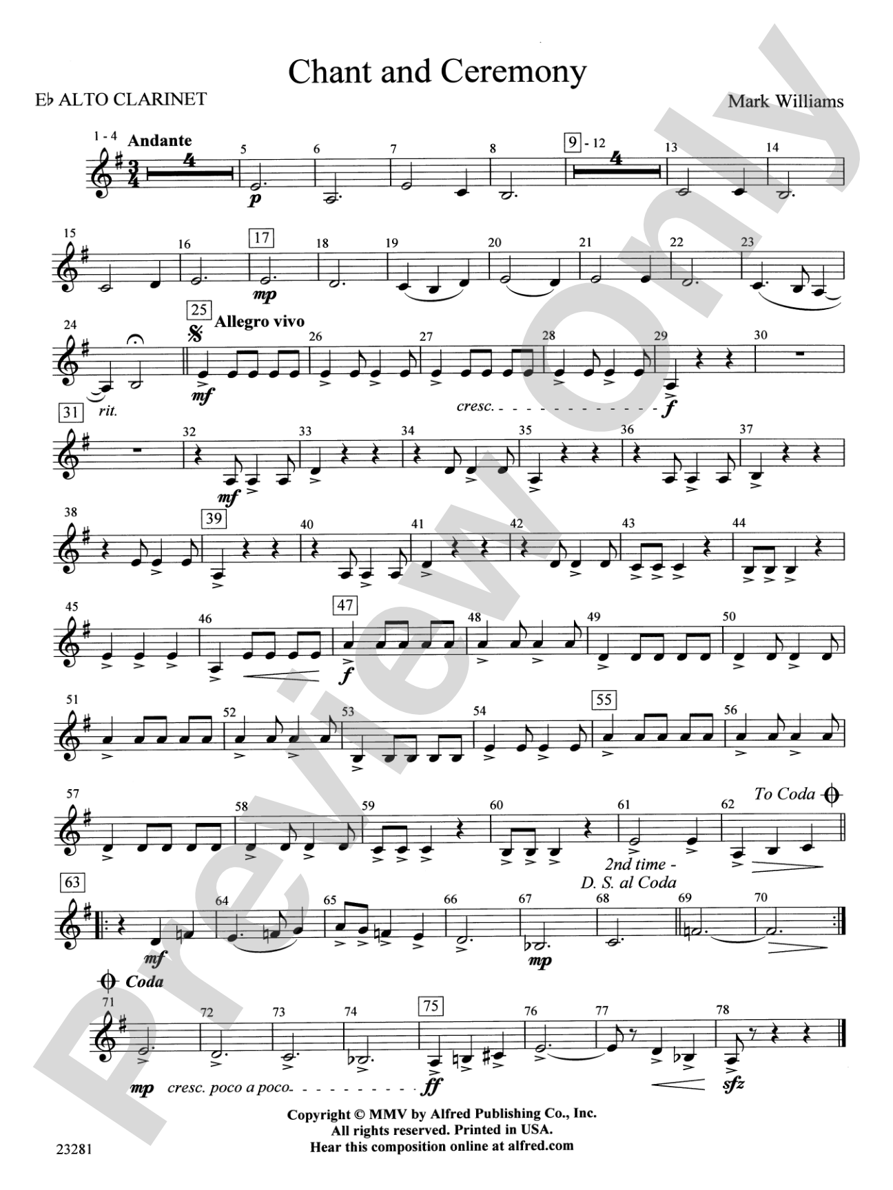 Chant and Ceremony: E-flat Alto Clarinet