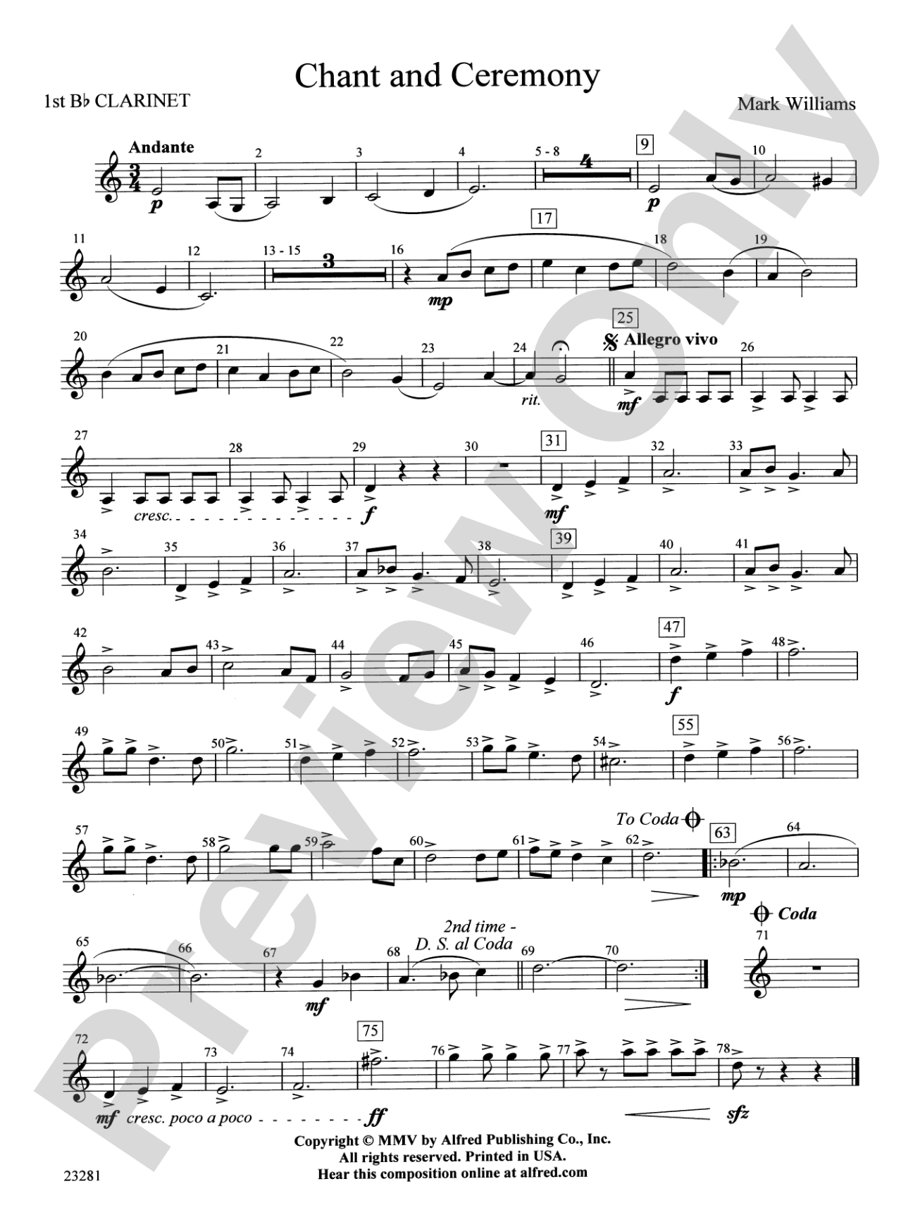 Chant and Ceremony: 1st B-flat Clarinet